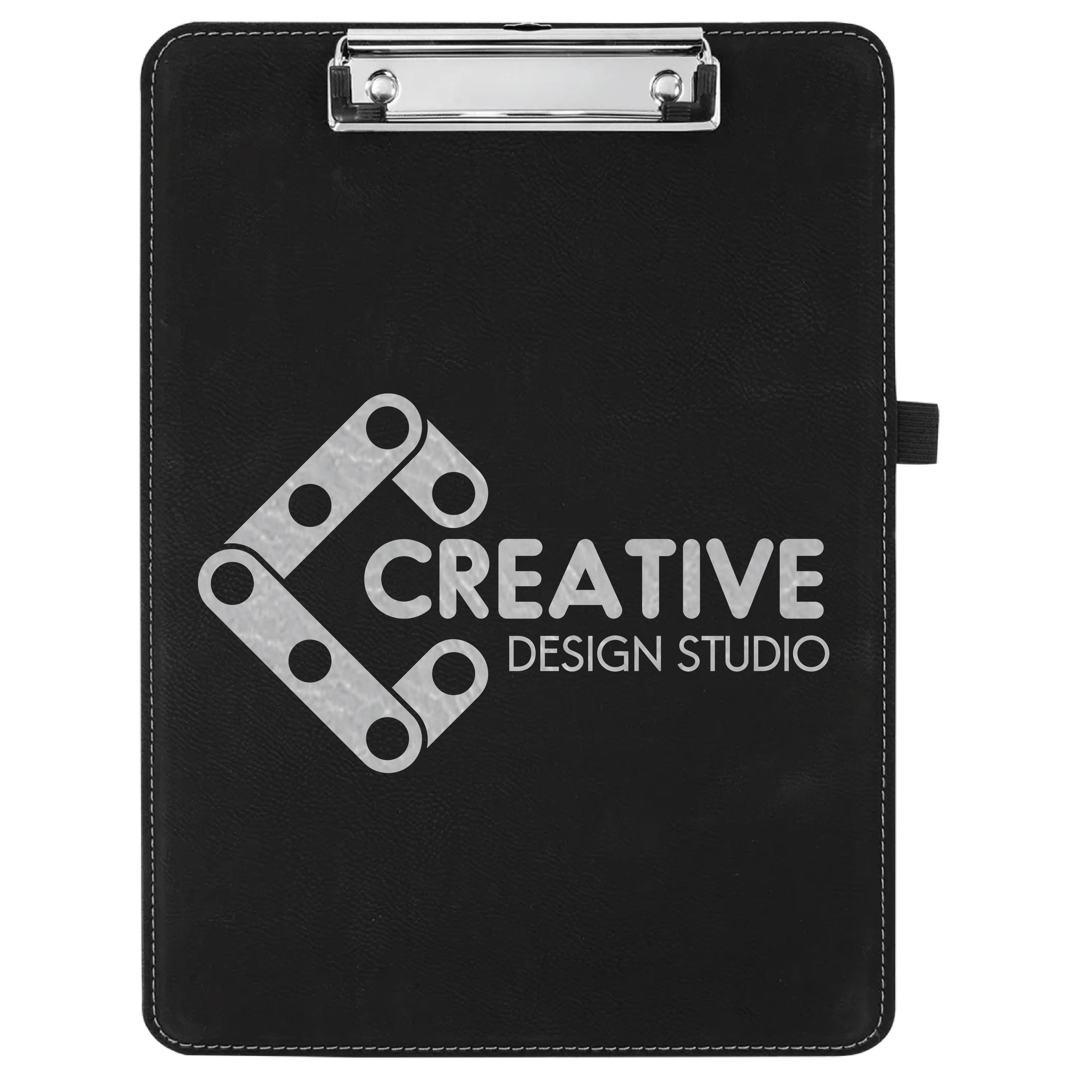 9" x 12 1/2" Black/Silver Leatherette Clipboard 3