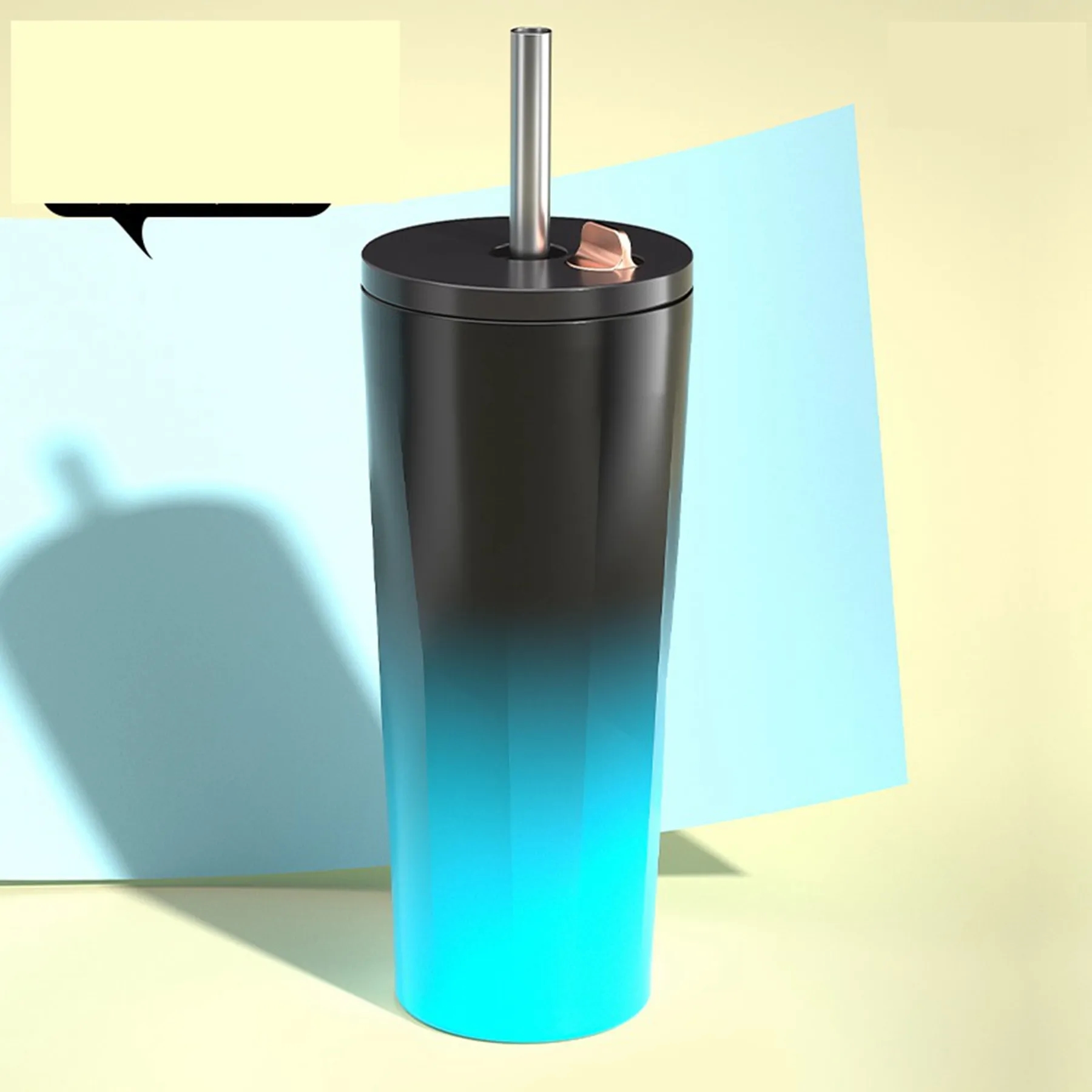 24 Oz. Diamond Shaped Double Wall Gradient Colored Straw Cup 1