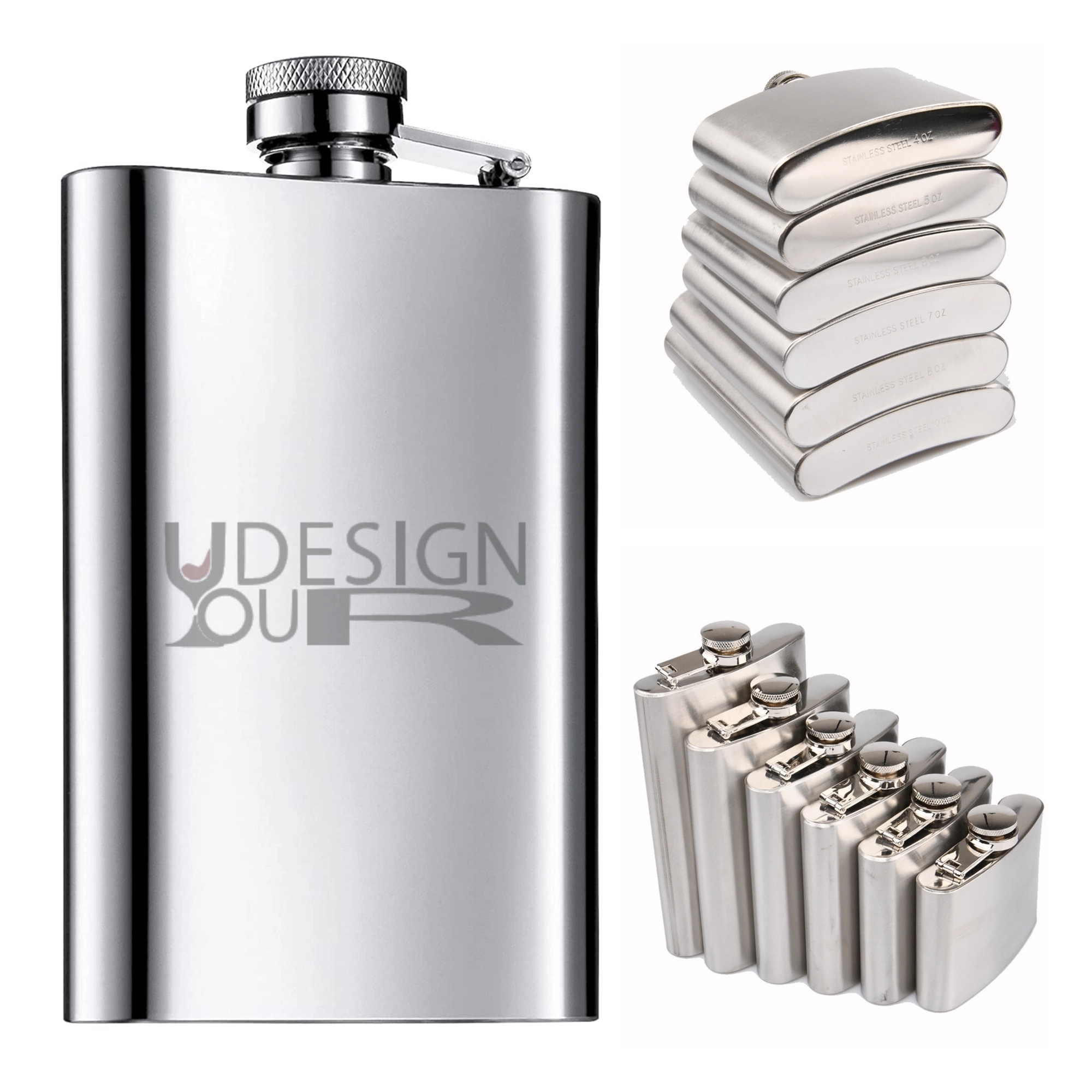 4oz Stainless Steel Flask MOQ 50PCS, custom water bottle with logo imprint 3