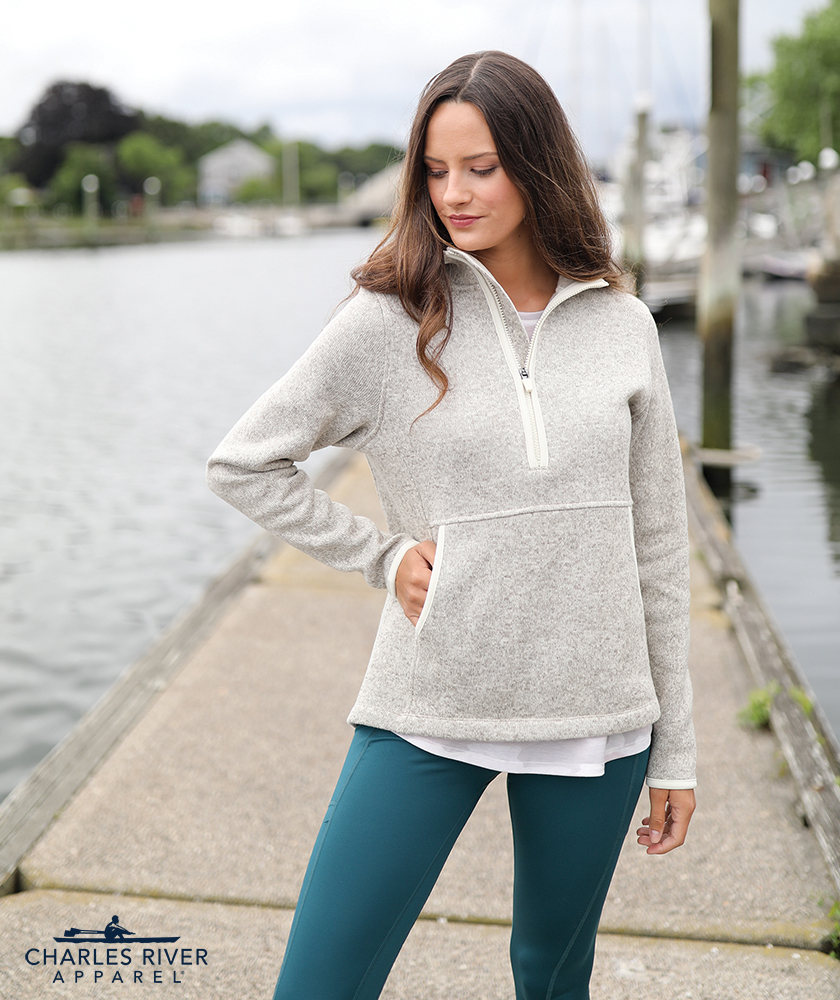 Women's Heathered Fleece Quarter Zip Hoodie 2