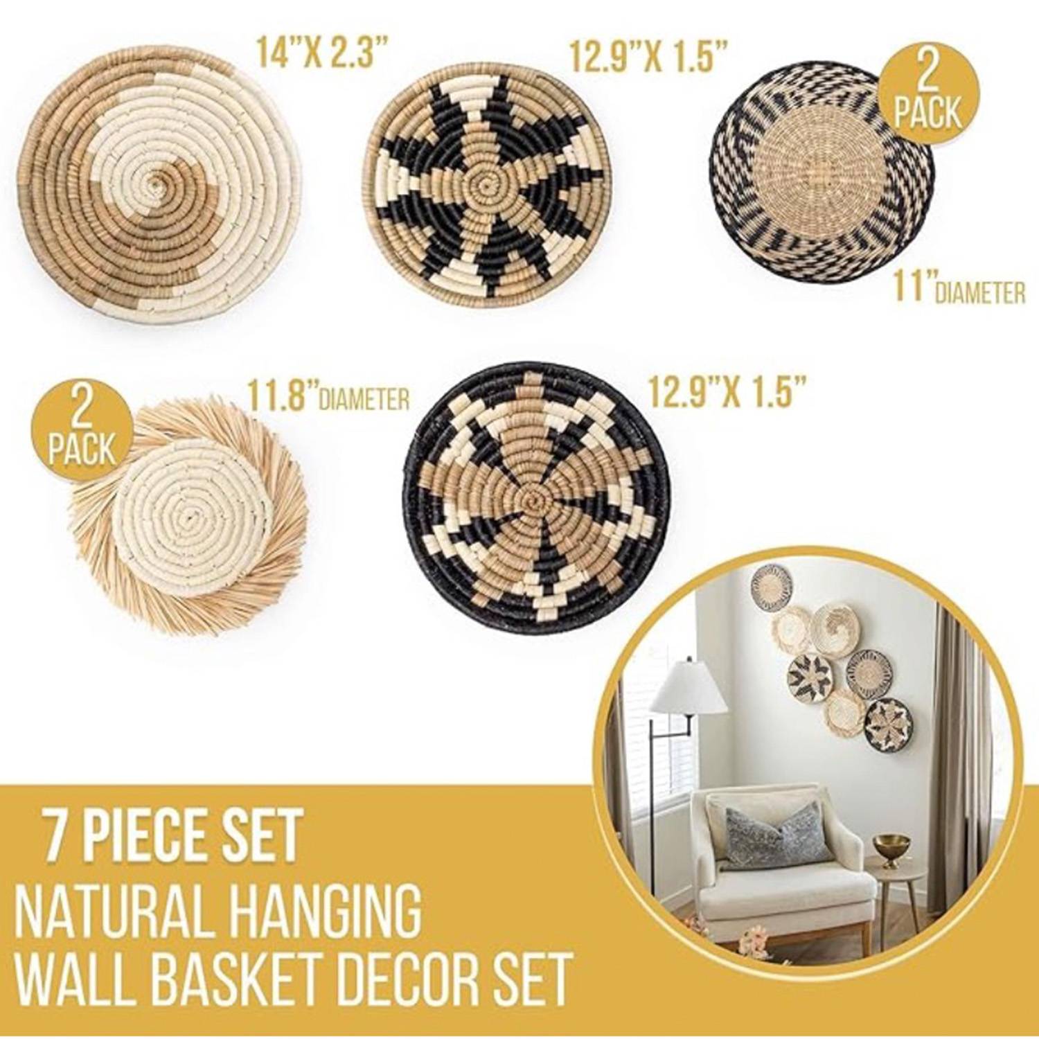 Hanging Woven Wall Basket Set 2