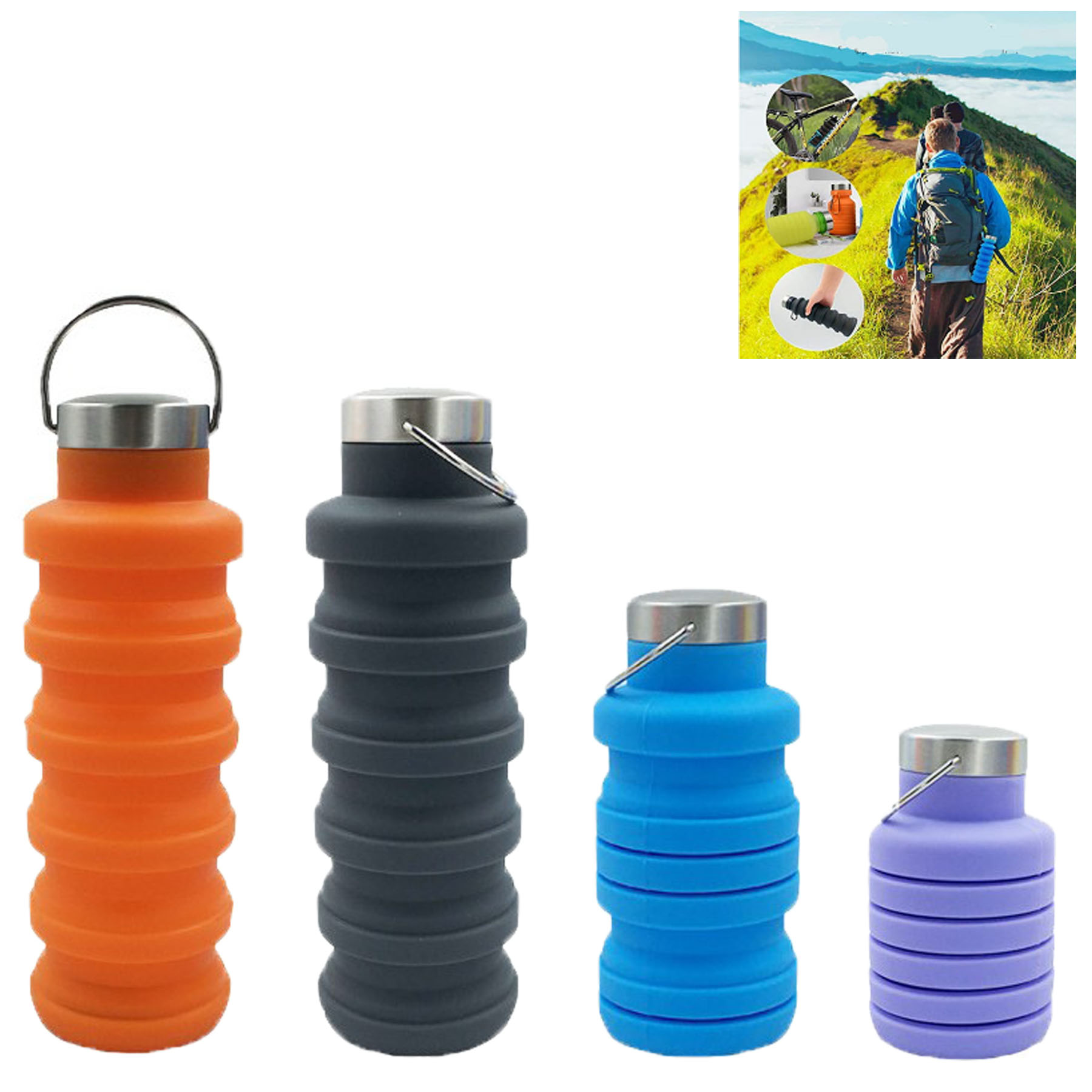 18.5Oz Collapsible Food Grade Silicone Water Bottle 2
