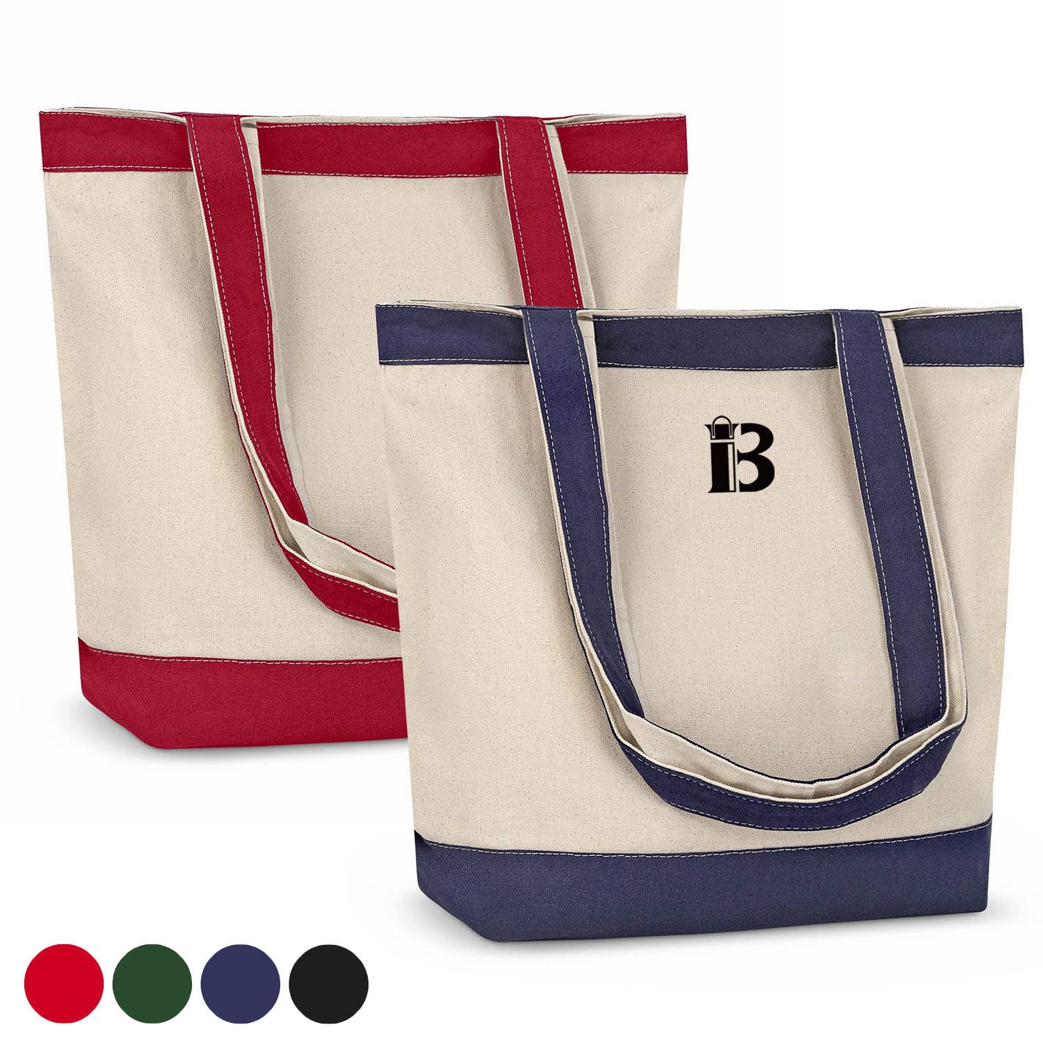Cotton canvas tote shopping bag, custom tote bag with logo imprint 1
