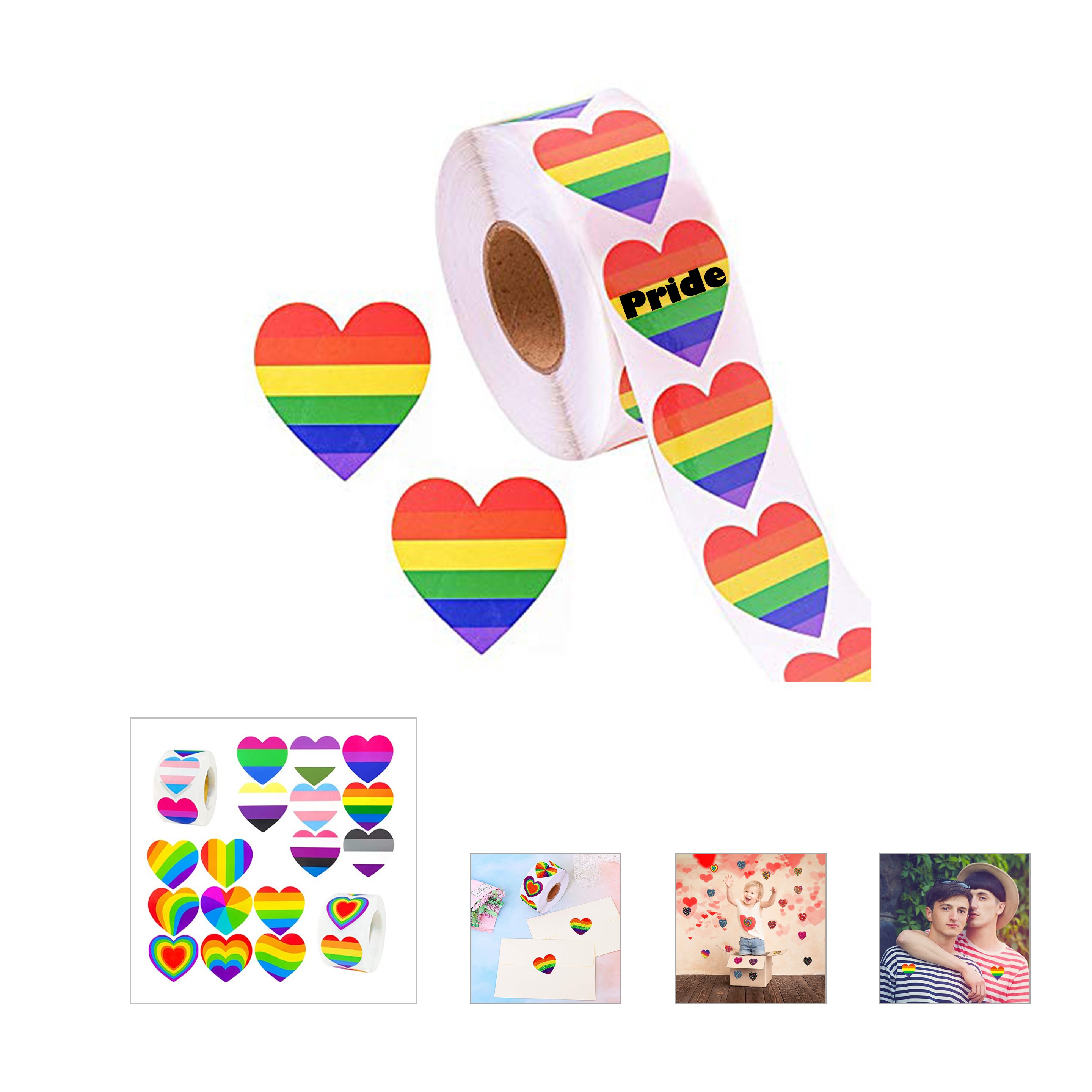Pride Heart Shape Sticker 1 Roll 8