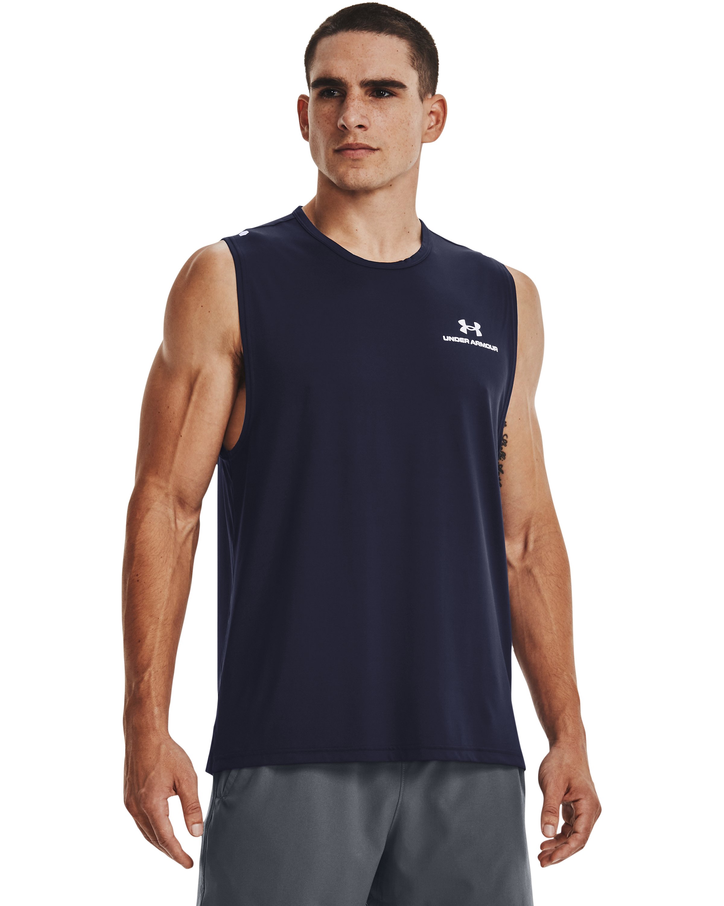 UA RUSH Energy Men's Sleeveless, custom athletic wear with logo imprint 3