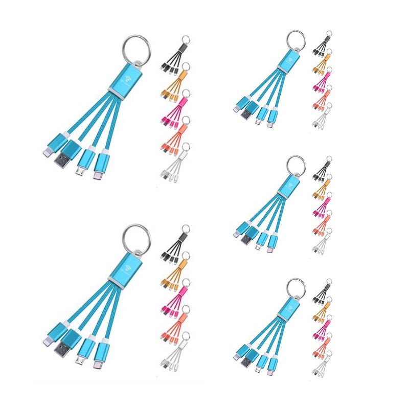 3 in 1 Premium Short Charging Cable with Key Ring