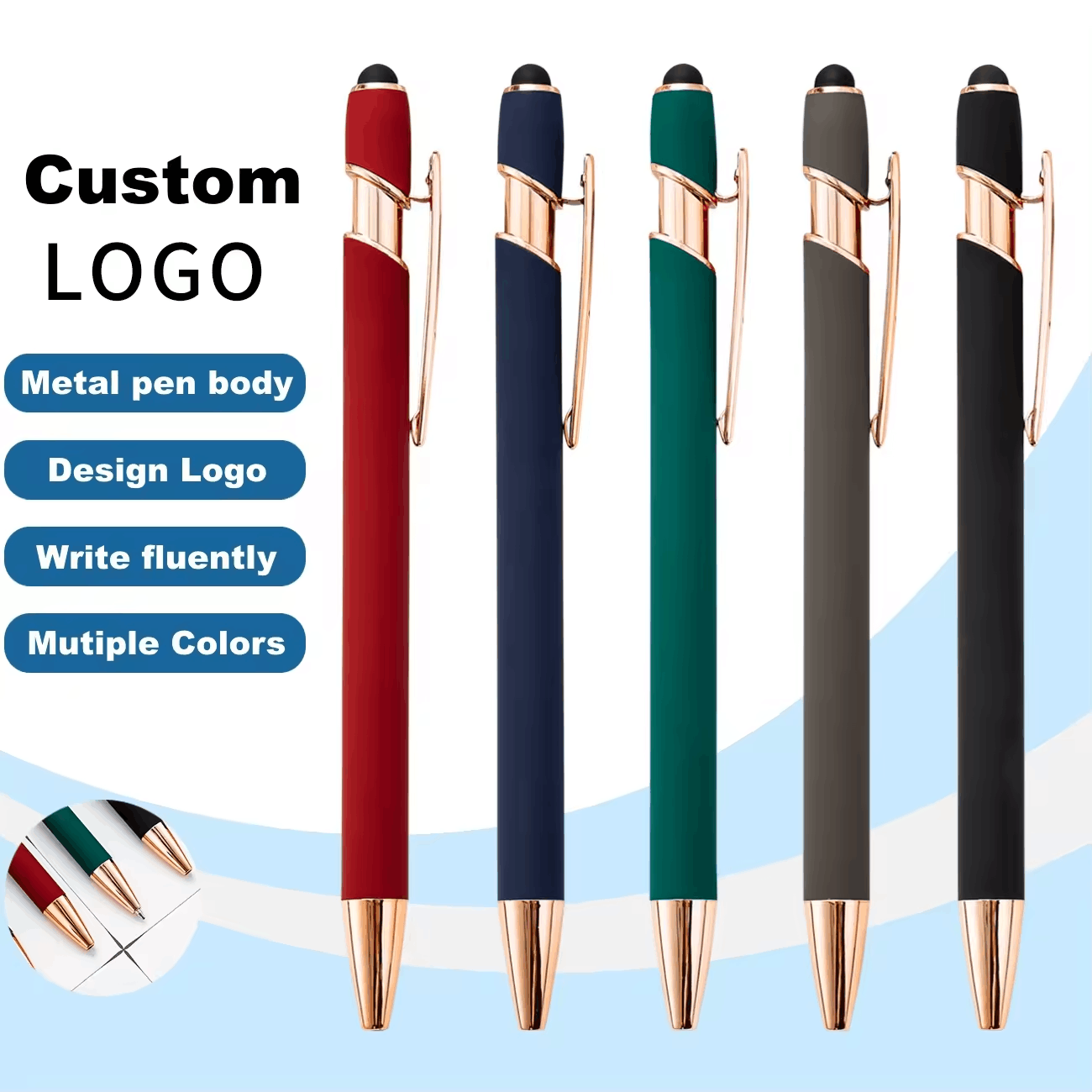 Rita Soft Touch Rubber Ballpoint pen with Stylus 4