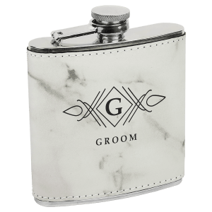 6 Oz. Laserable Leatherette Stainless Steel Flask, custom water bottle with logo imprint 17