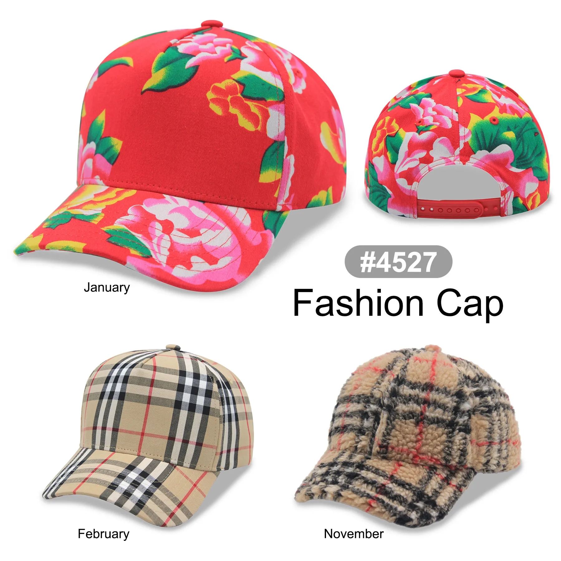 5 Panel Designer Plaid Baseball Cap Cotton