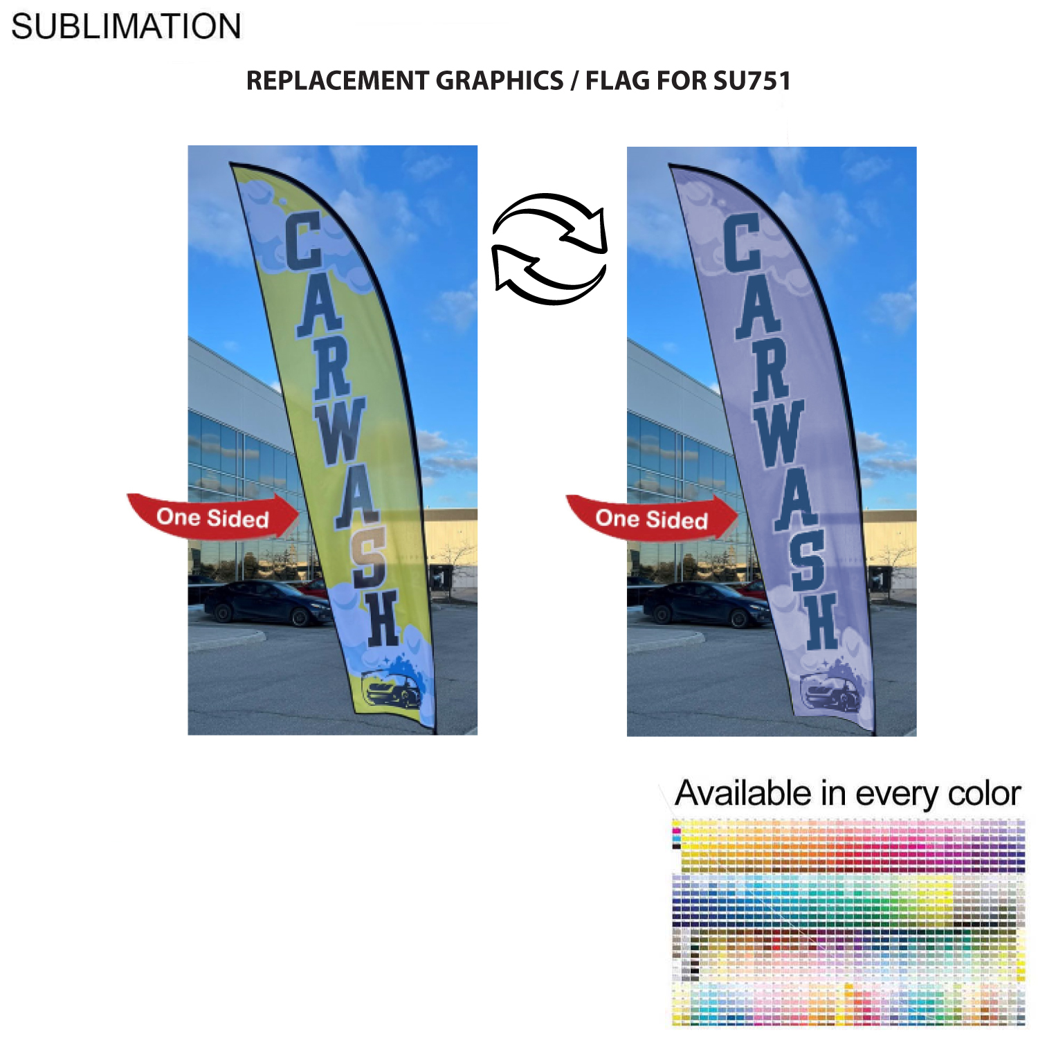 Replacement Flag for 13' Medium Feather Flag Kit, Full Color Graphics One Side 2