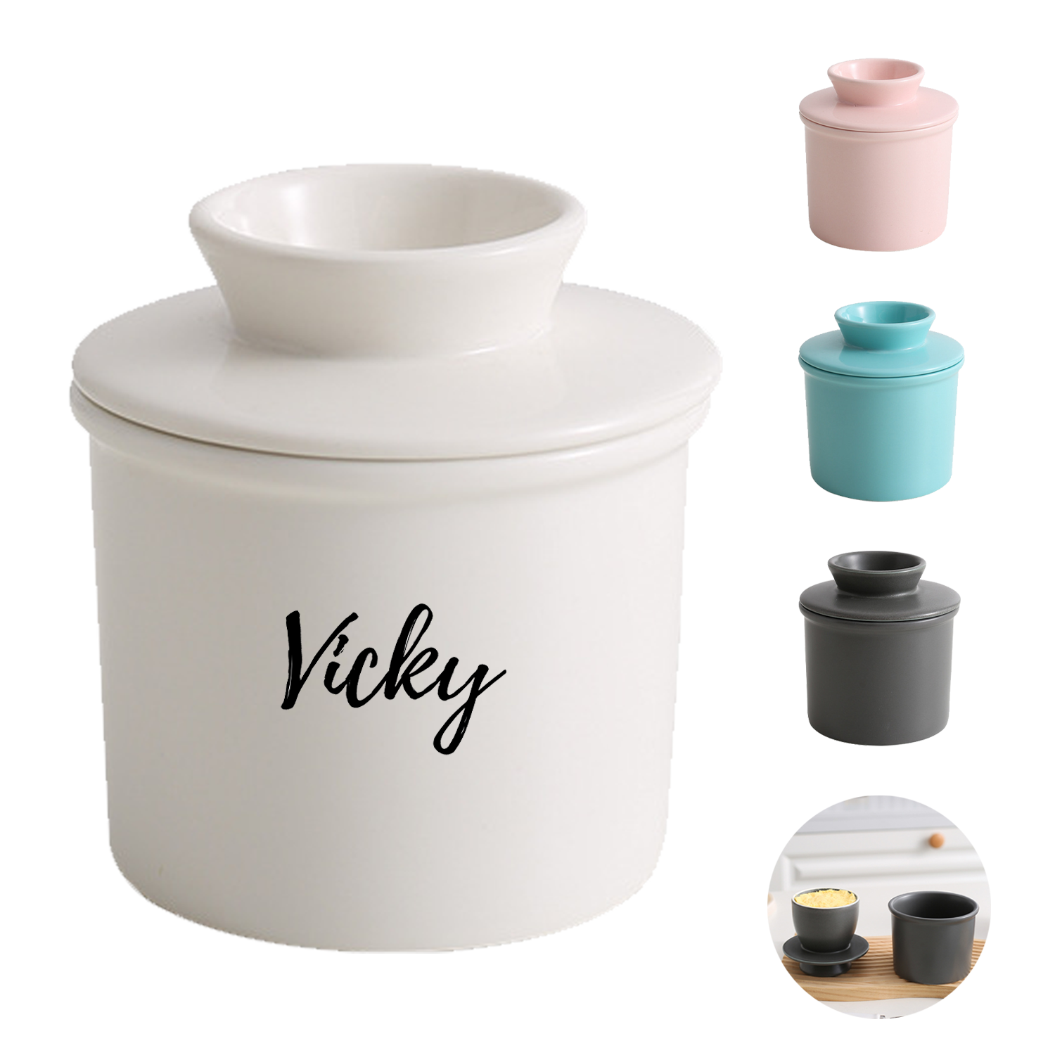 Ceramic Butter Crock with Lid 5