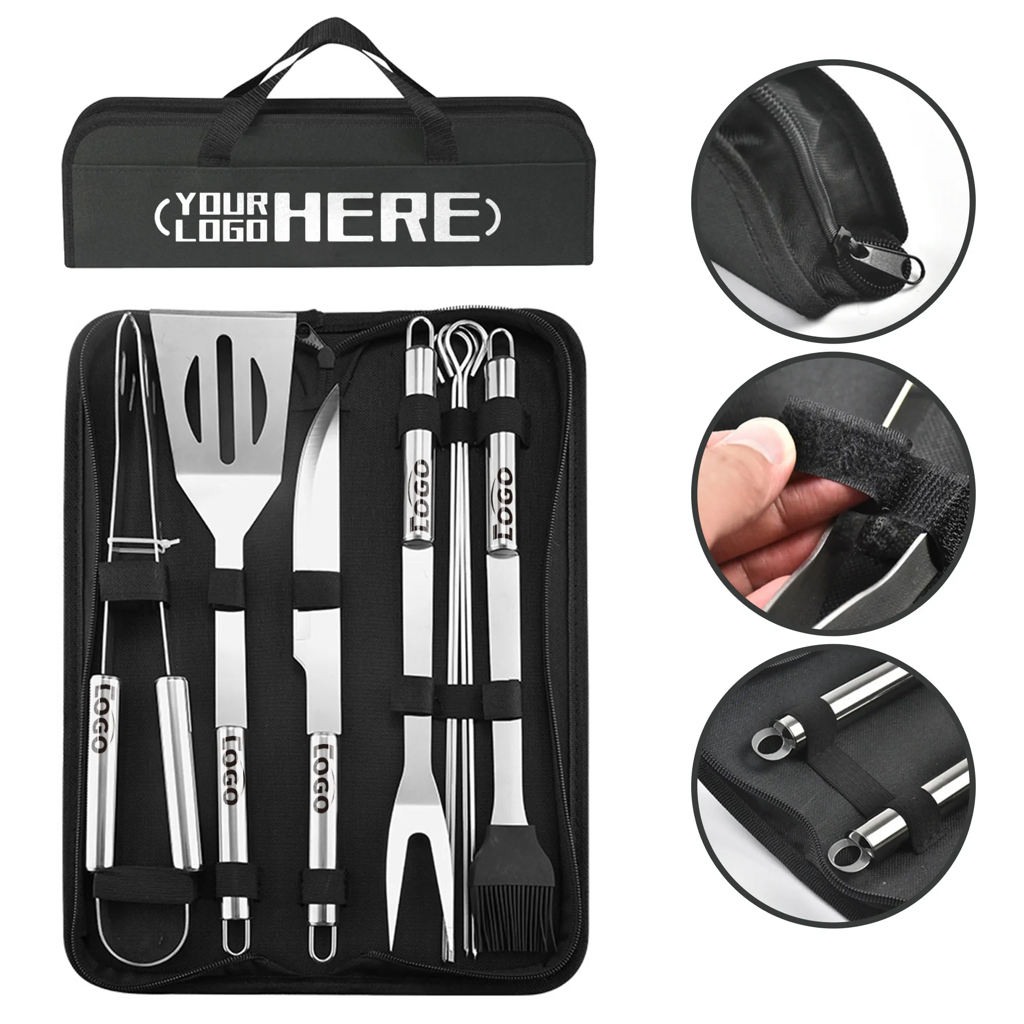 Stainless Steel Barbecue Tool Set with Bag
