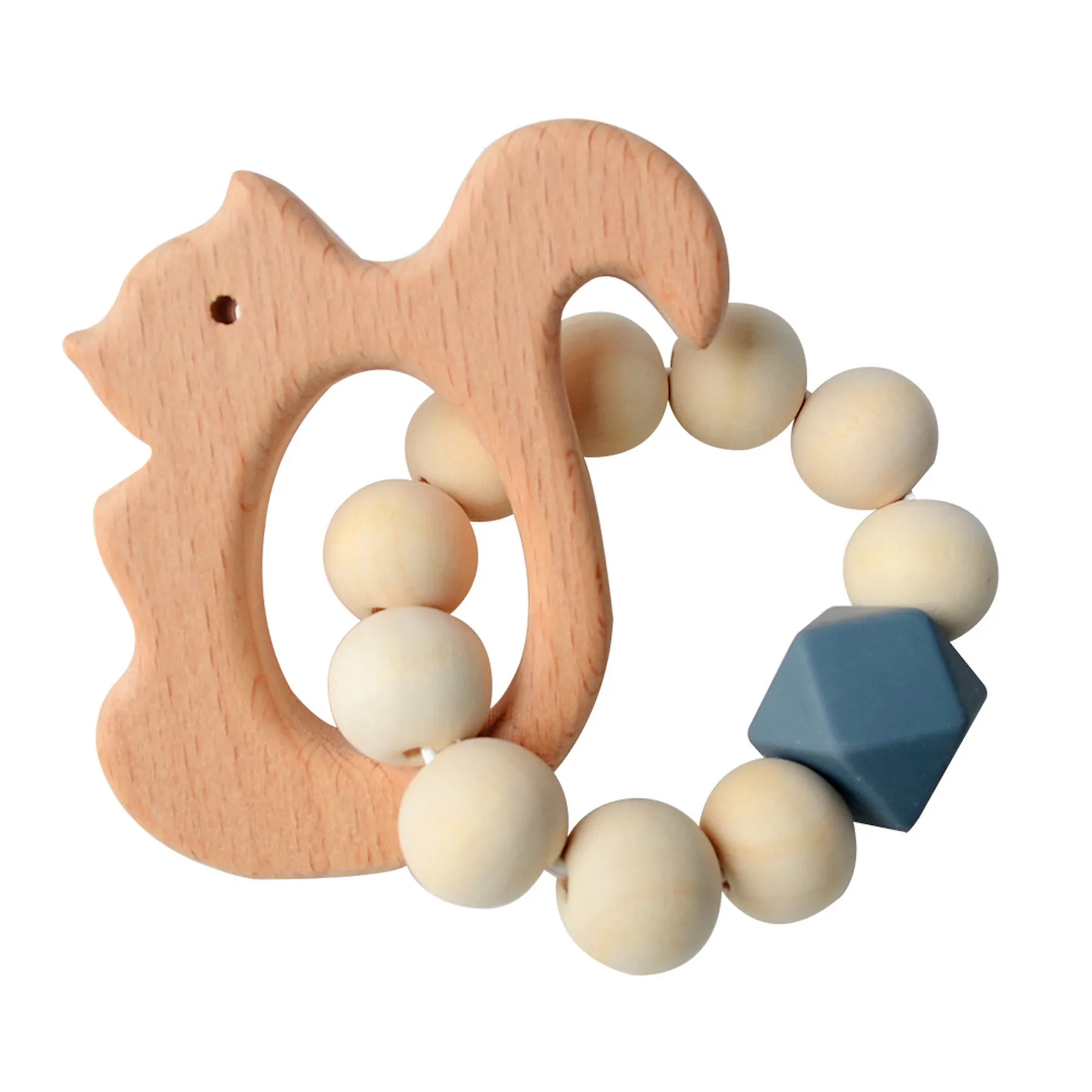Natural Wood Teething Rattle : 3 M+ 9