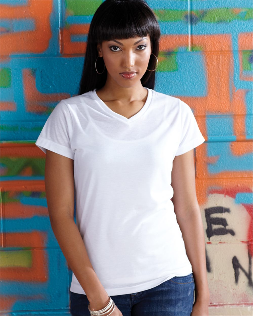 Women's Polyester Sublimation V-Neck Tee - 1507 3