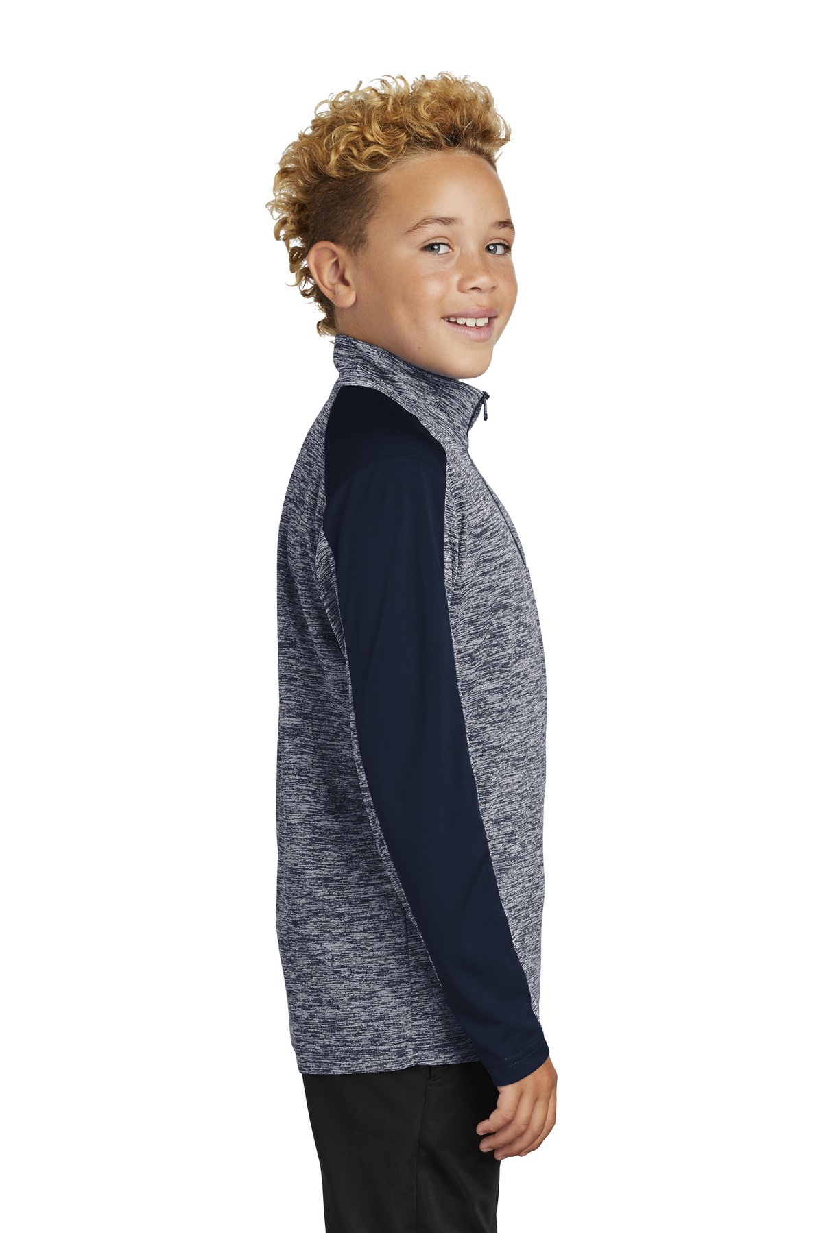 Sport-Tek Youth PosiCharge Electric Heather Colorblock 1/4-Zip Pullover. YST397 1