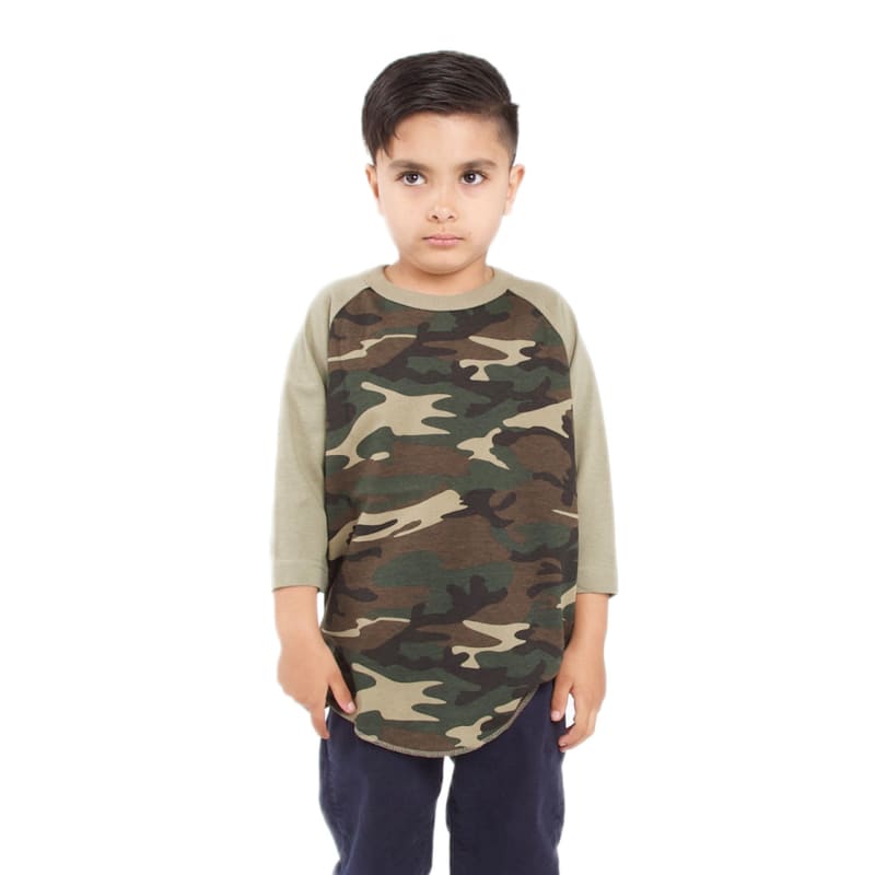 Shaka Wear Youth Three-Quarter Sleeve Camo Raglan T-Shirt 8