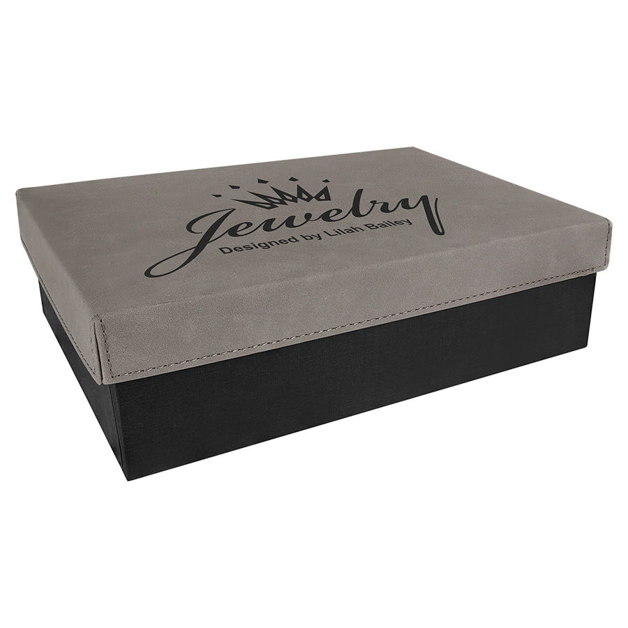 9 3/4" x 7" Gray Gift Box with Leatherette Lid 2