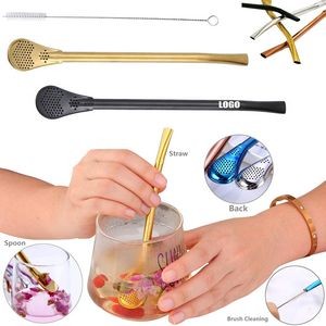 Reusable Stainless Steel Straws With Strainer Spoon And Ring 4