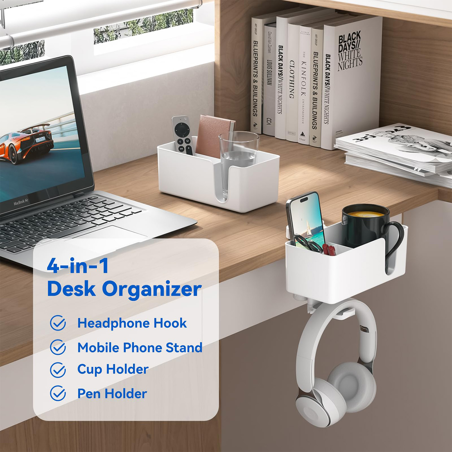 Multi Functional Aluminum Cup Phone Headset Desk Organizer 6