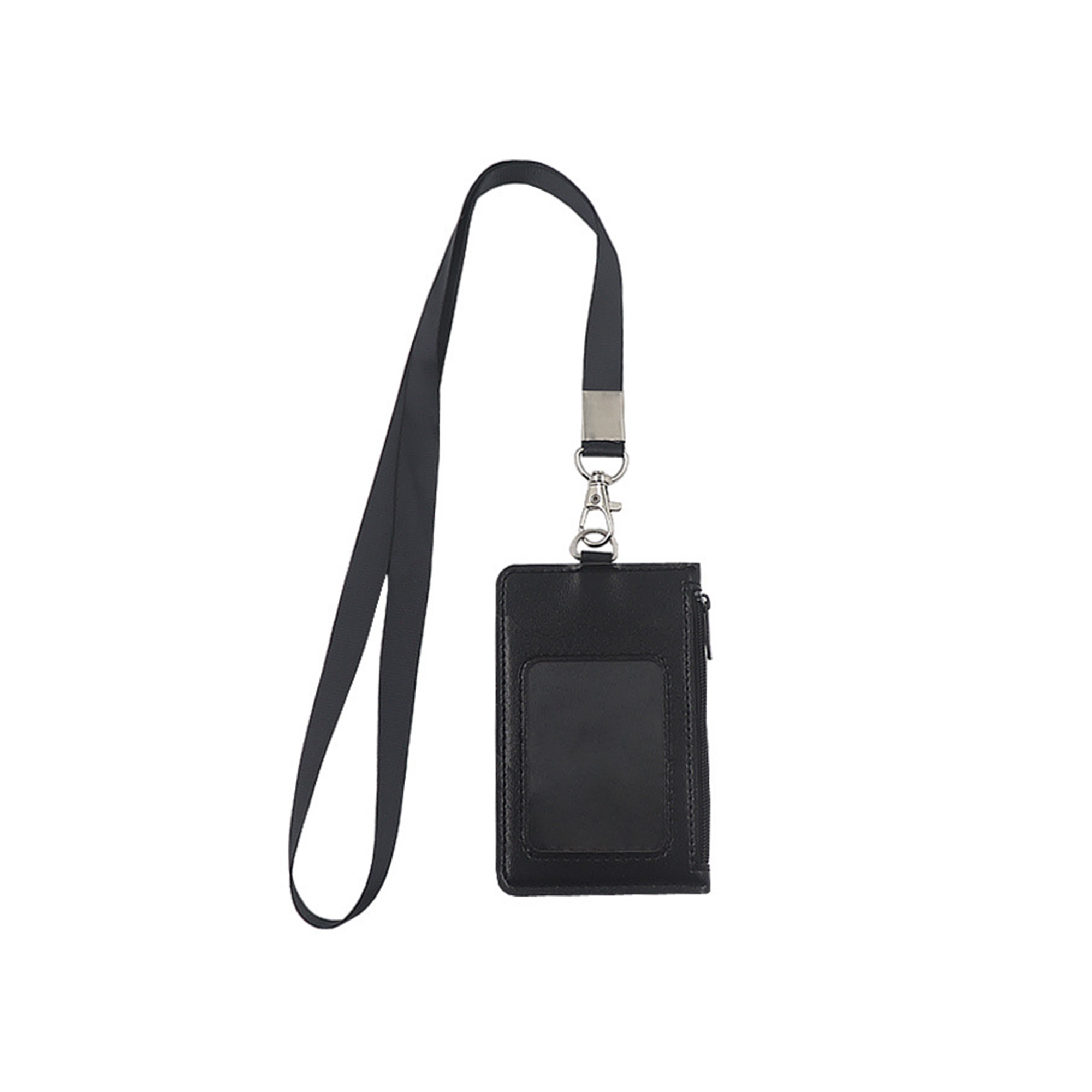 Polyurethane Leather Zipper Card Holder With Lanyard 1