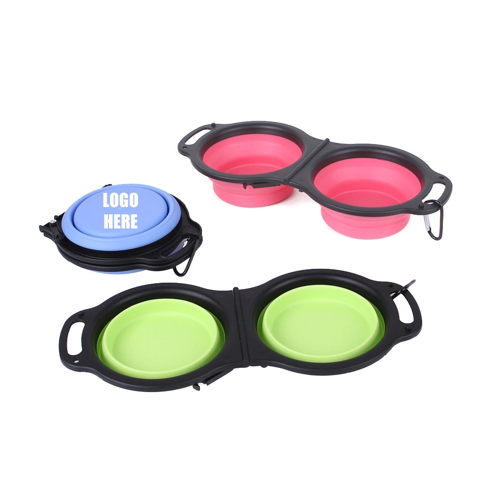 Custom Collapsible Silicone Dog Double Bowl 8