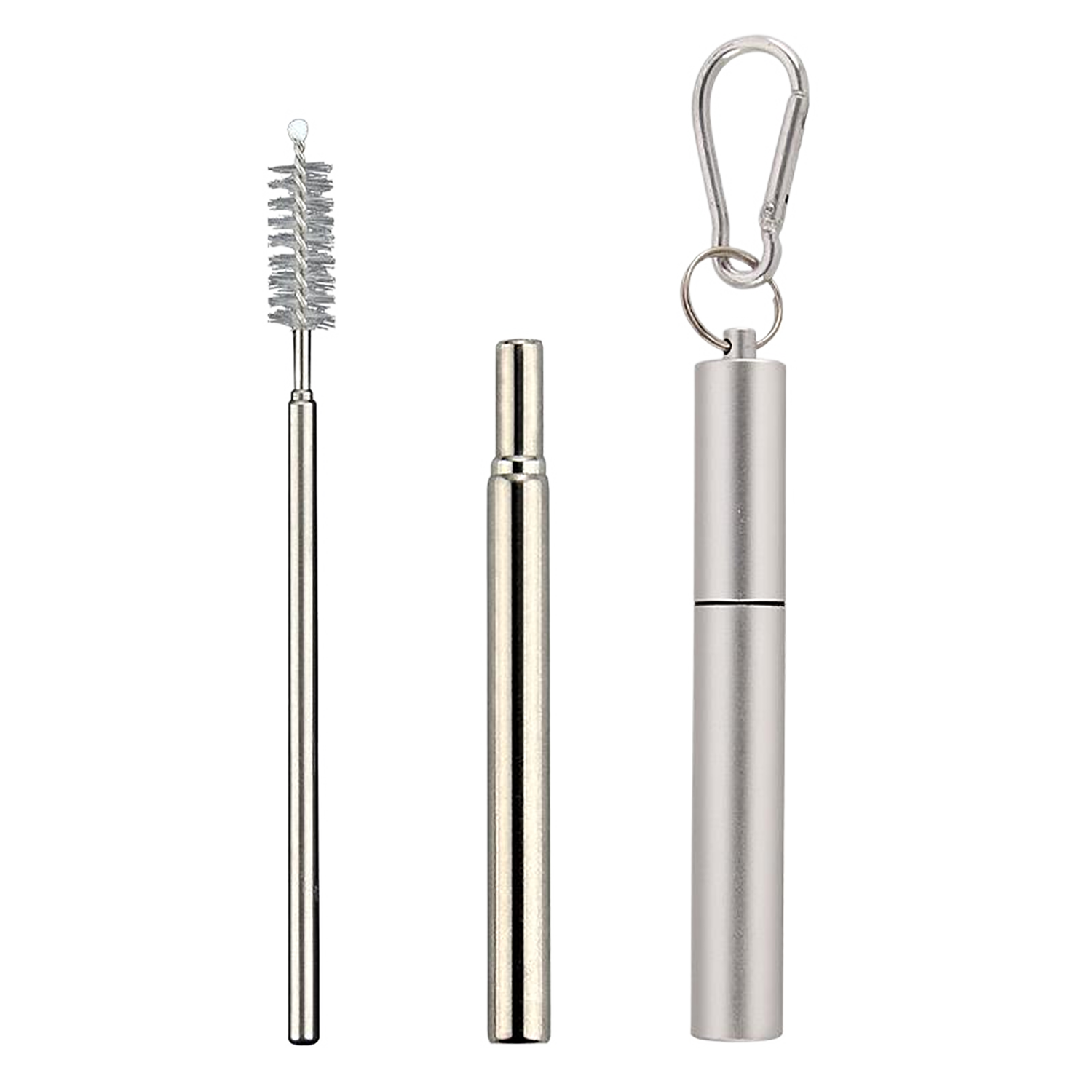 Reusable Stainless Steel Collapsible Straw with Case & Brush 4