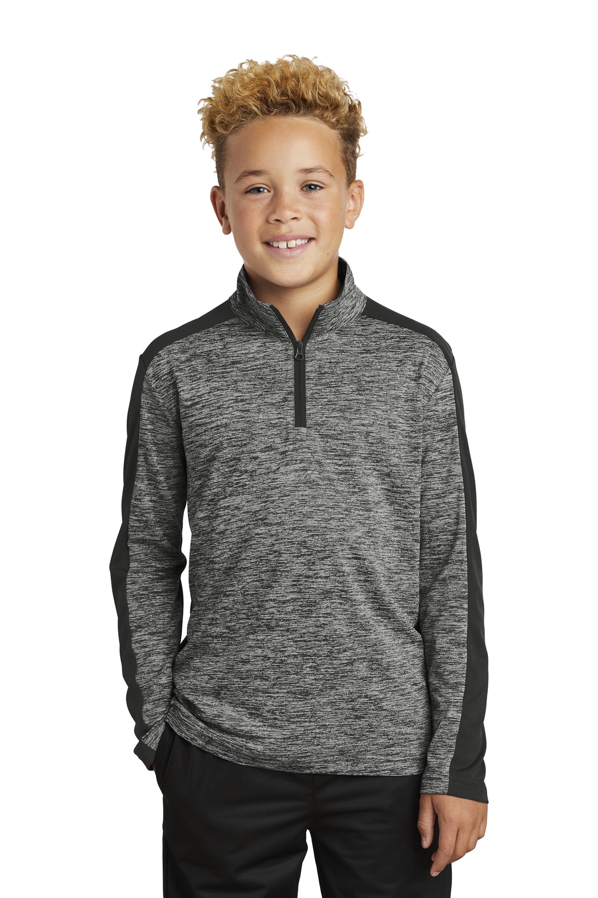 Sport-Tek Youth PosiCharge Electric Heather Colorblock 1/4-Zip Pullover. YST397 26