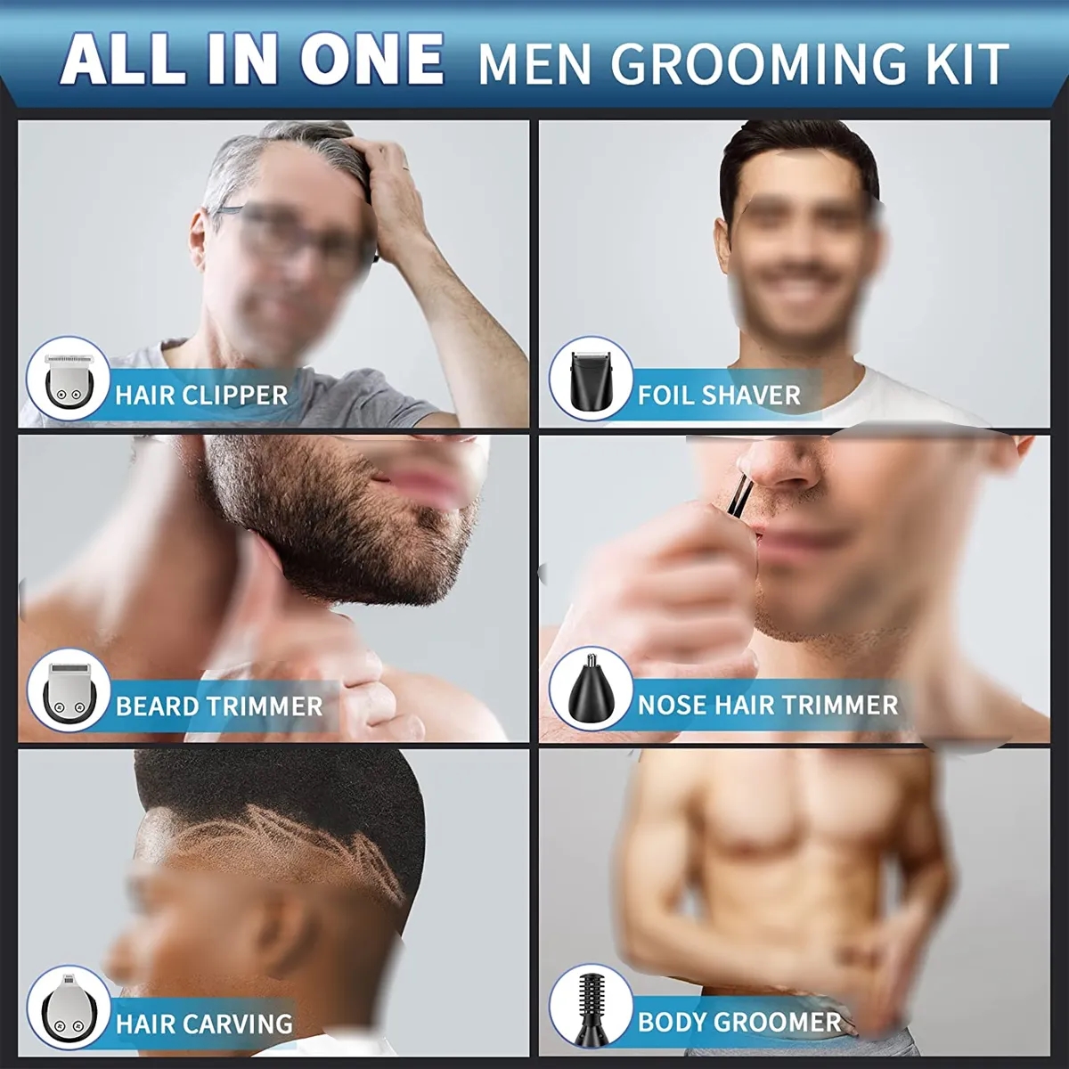 Waterproof Electric Hair Trimmer Beard Grooming Kit 2