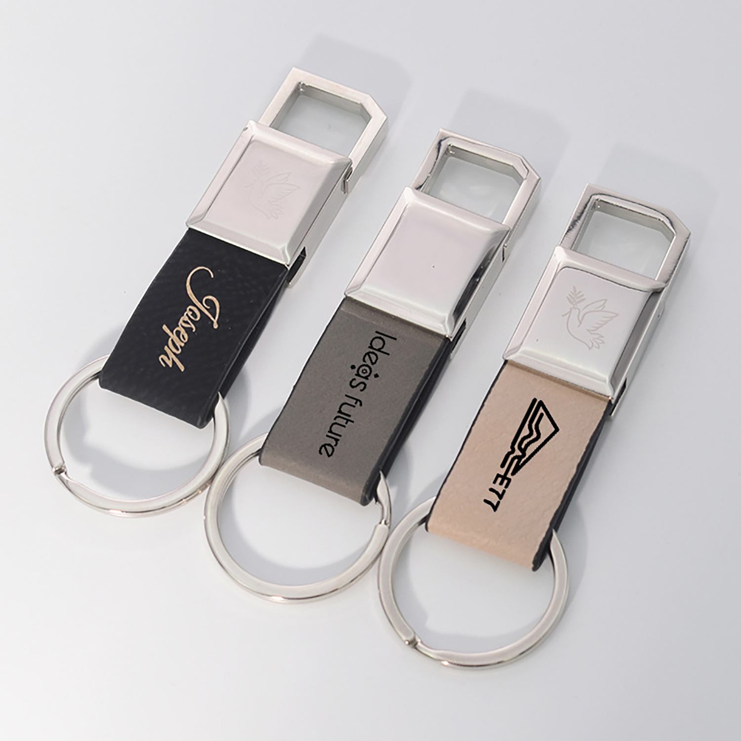 Personalized Custom PU Laser Leather Keychain 4