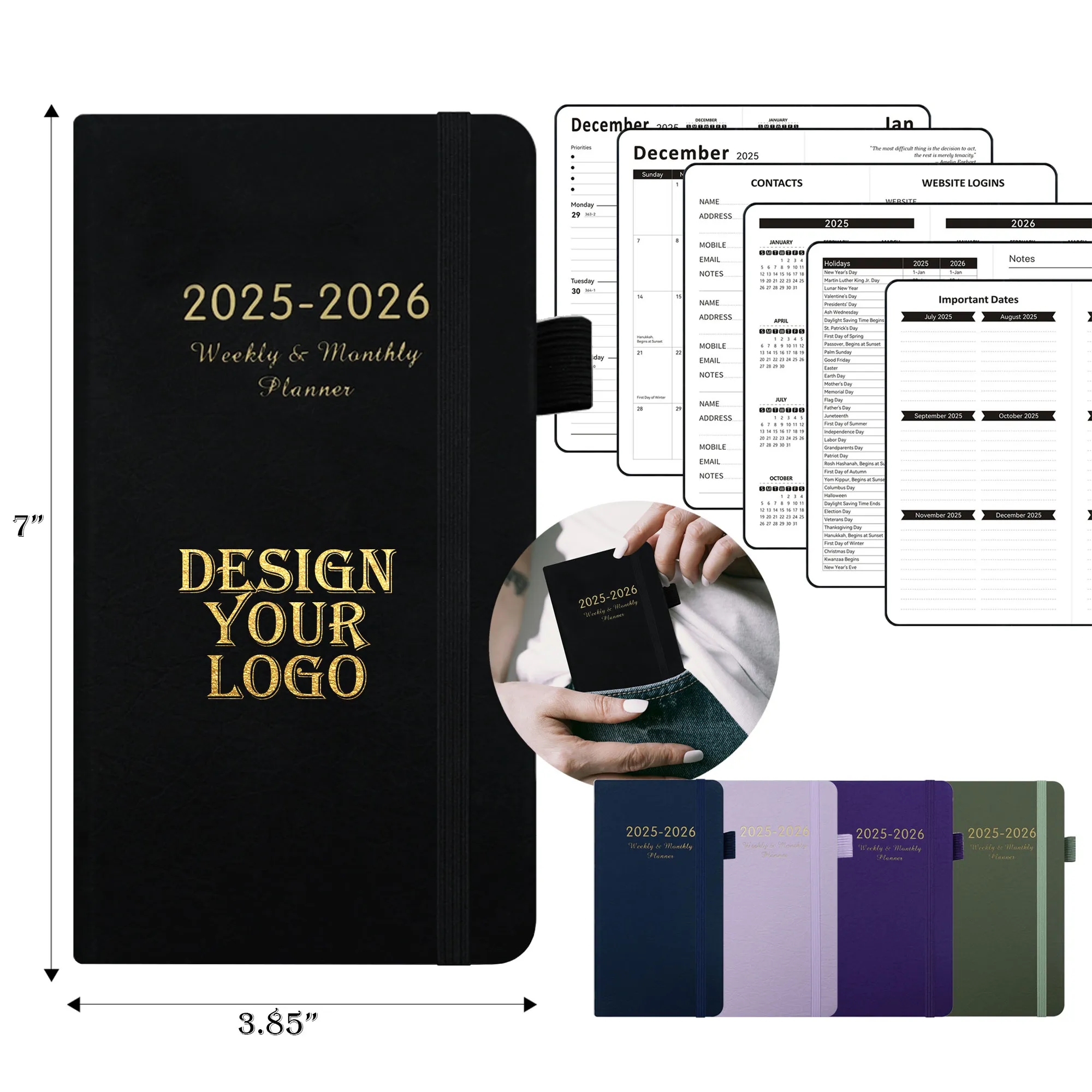 Leather Pocket Weekly Planner July 2025 to June 2026 2