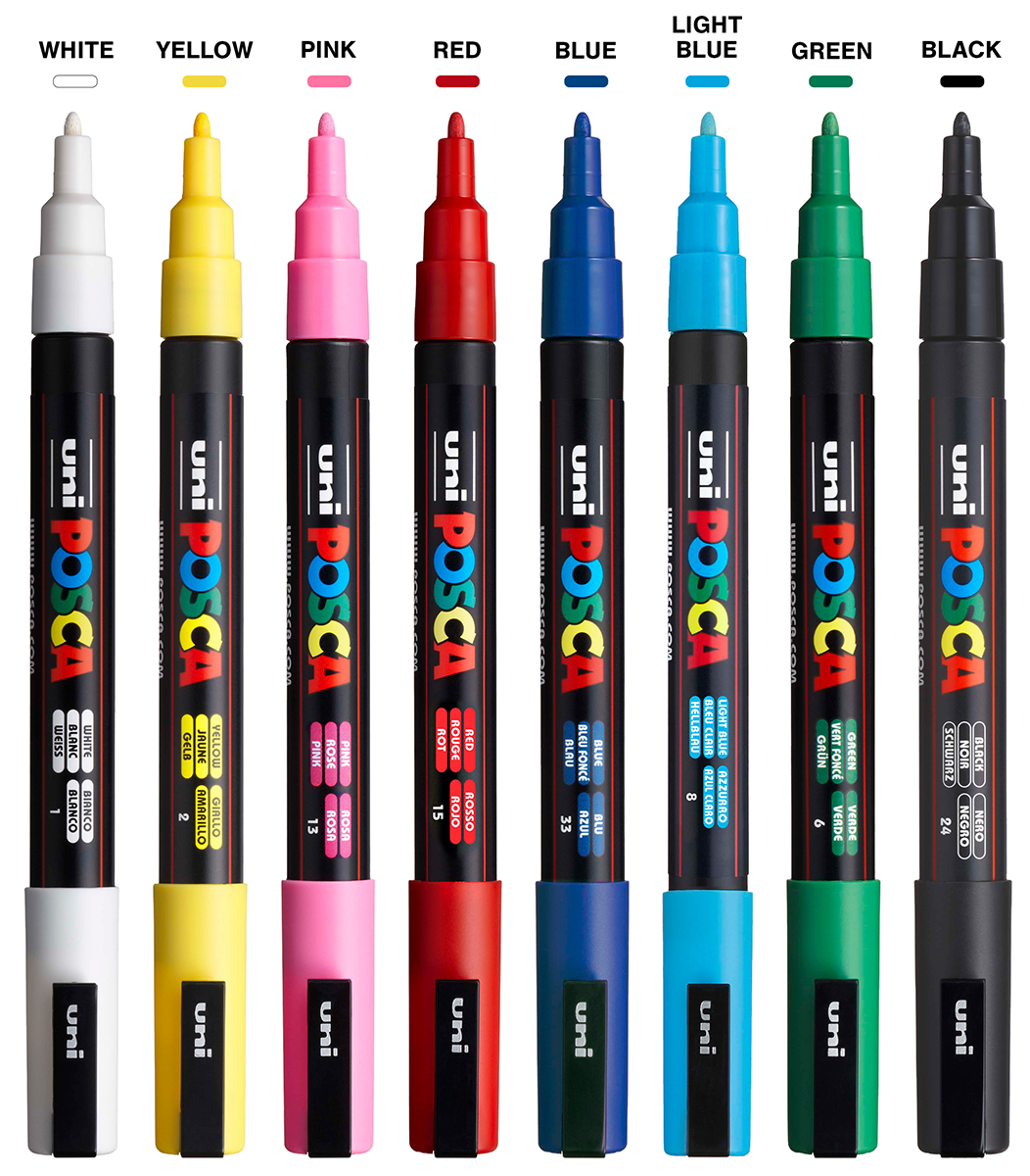 POSCA 8 Piece Basic Marker Set with Bag - Fine 8