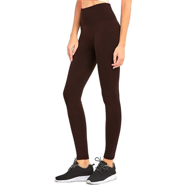 Women's High Waisted Leggings - Coffee Fleece One Size 2