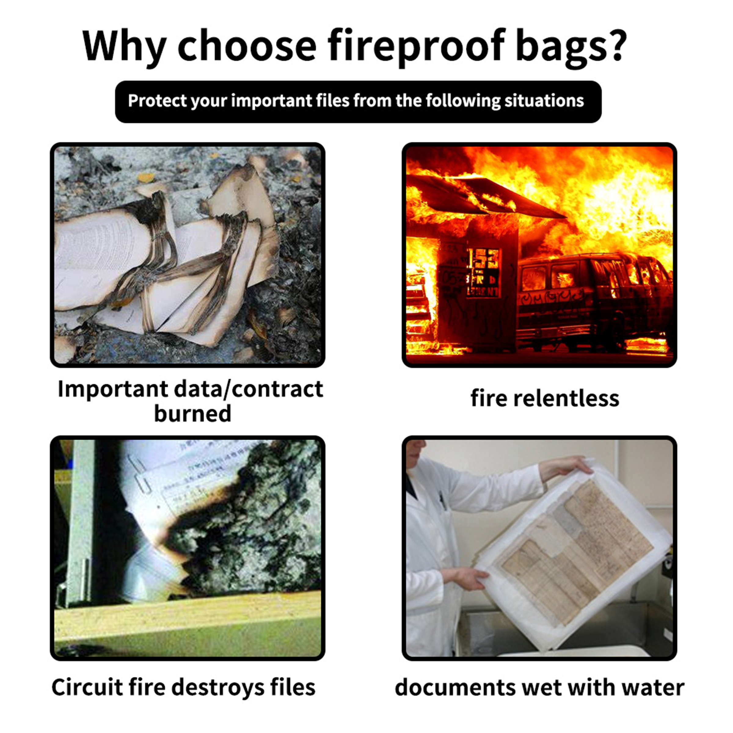 Fiberglass Fireproof Cloth Fireproof Document Bag 14