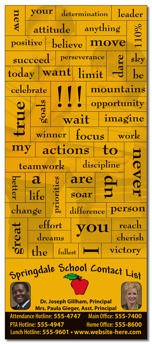 School Magna-Phrase Magnet - 3.5x8.25 with Business Card Magnet - 25 mil. 1