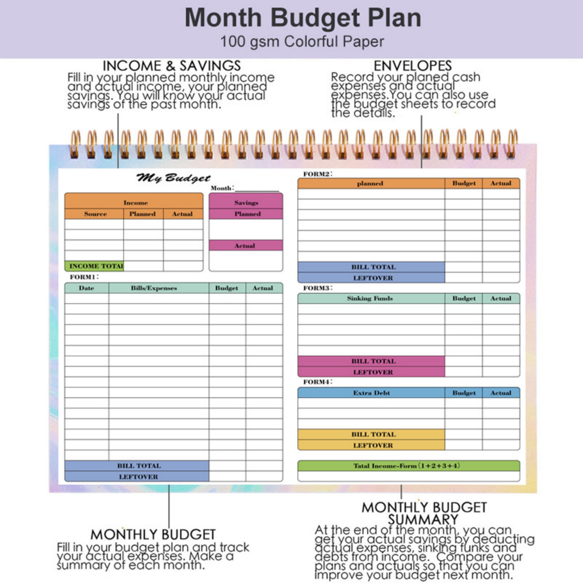 B5 50 Sheets Undated Budget Planner 6