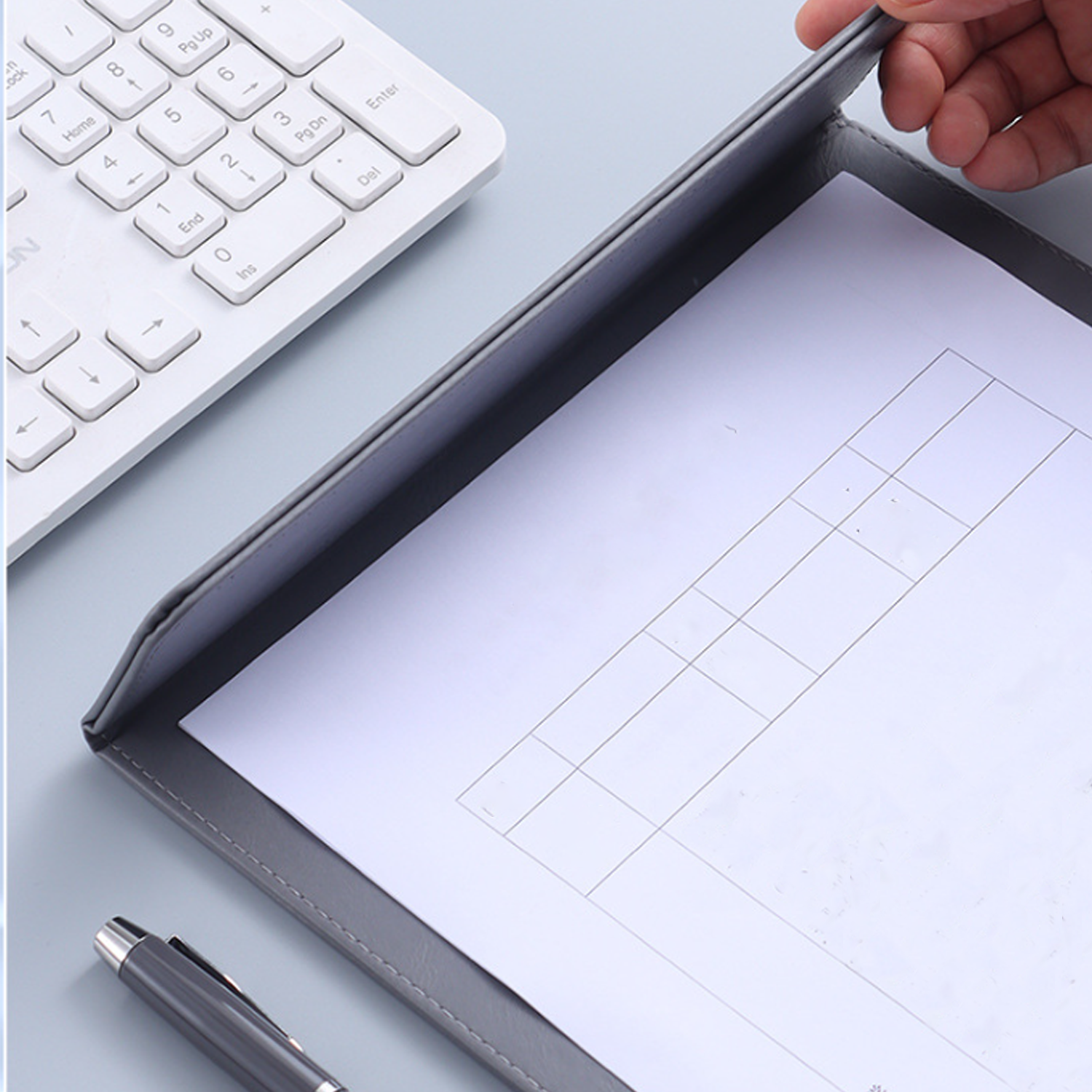 A4 PU Leather Magnetic Clipboard w/ Pen Holder 6