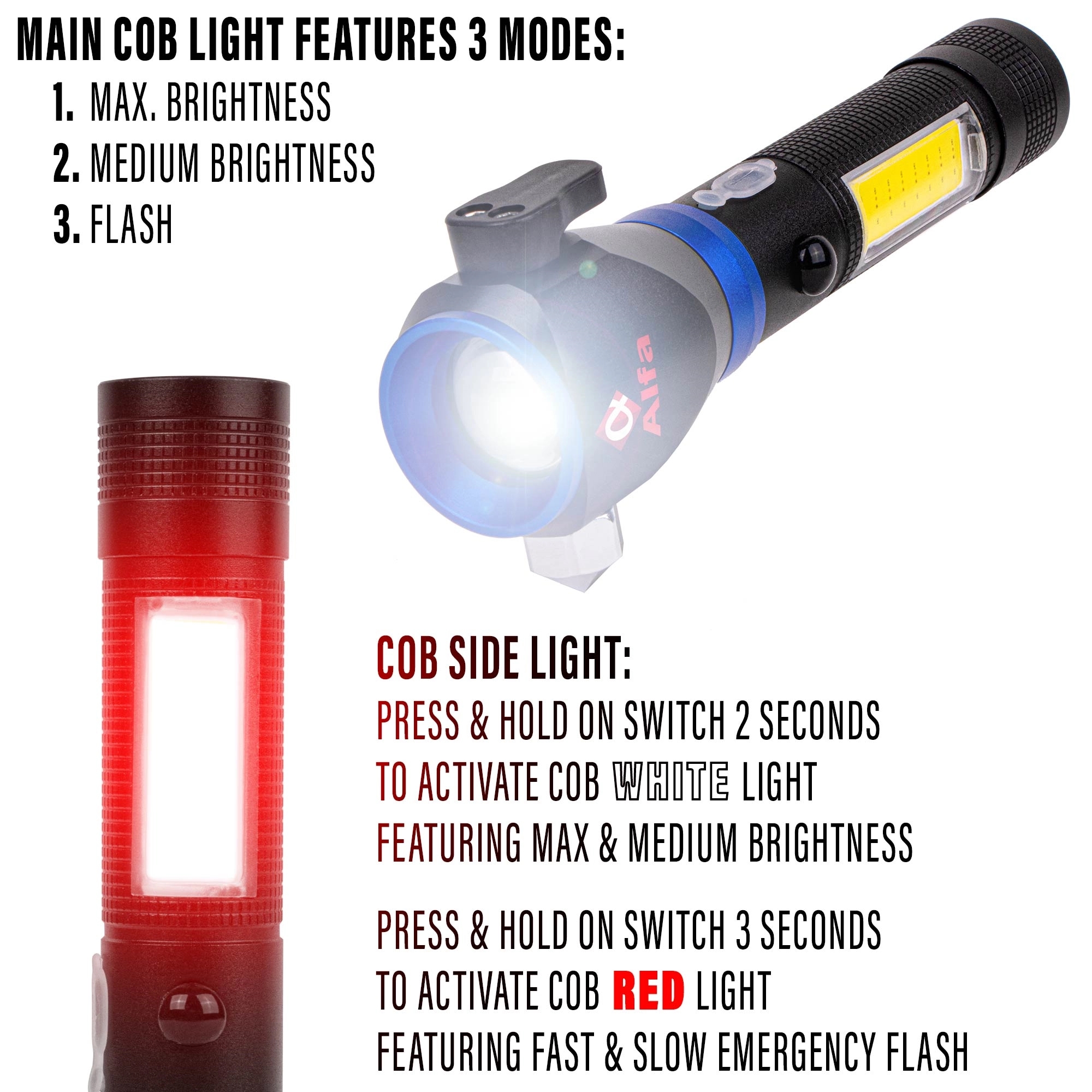 CROSSOVER-200 Tactical Multi-Functional Flashlight with COB 4