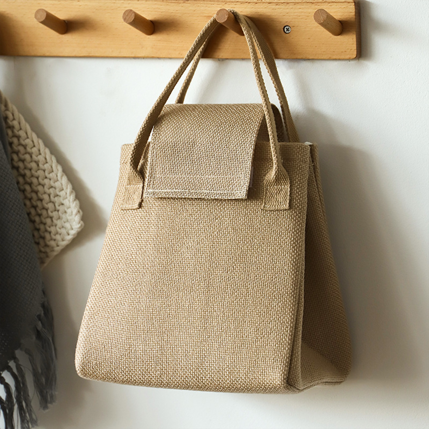 Jute Large Capacity Insulated Handbag 5