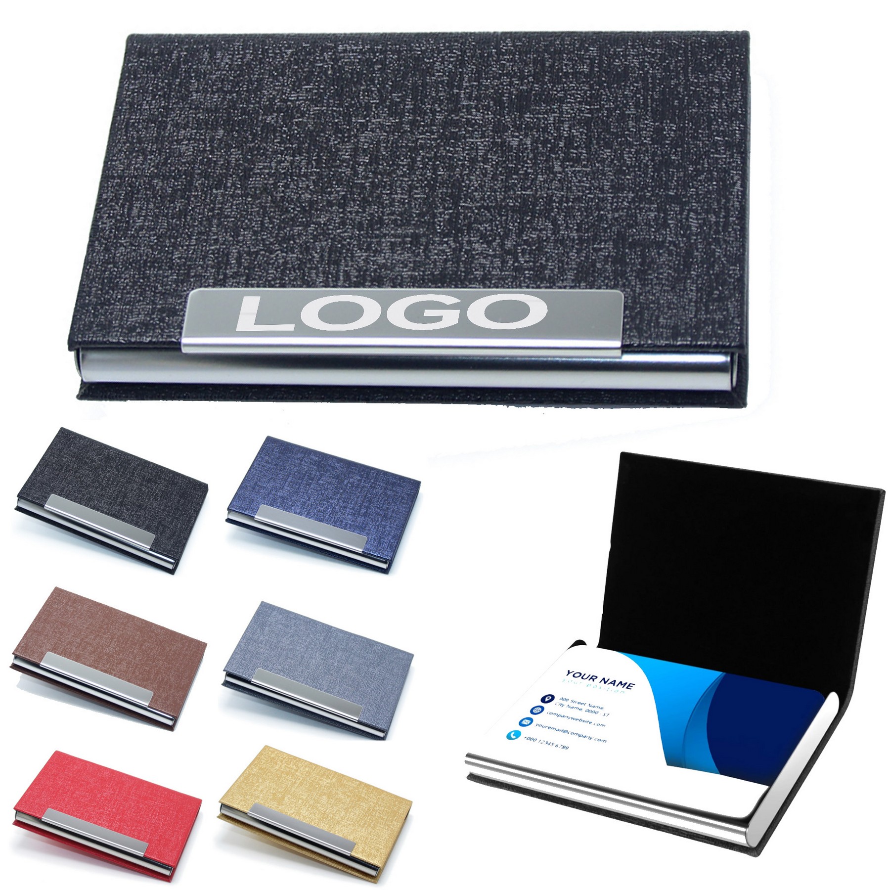 Stainless Steel Pu Business Card Box 1