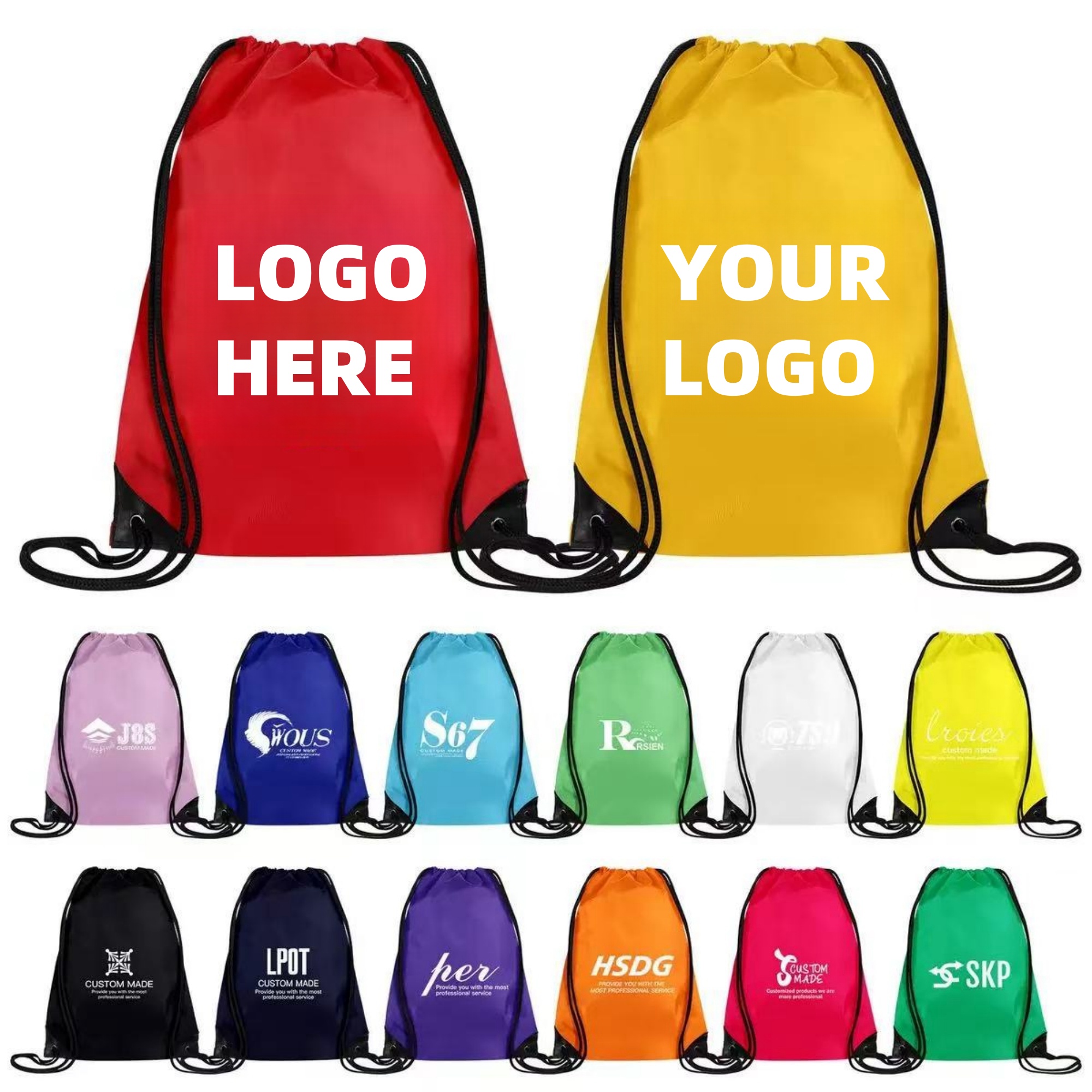 Polyester Drawstring Backpack Outdoors Storage Bag 2