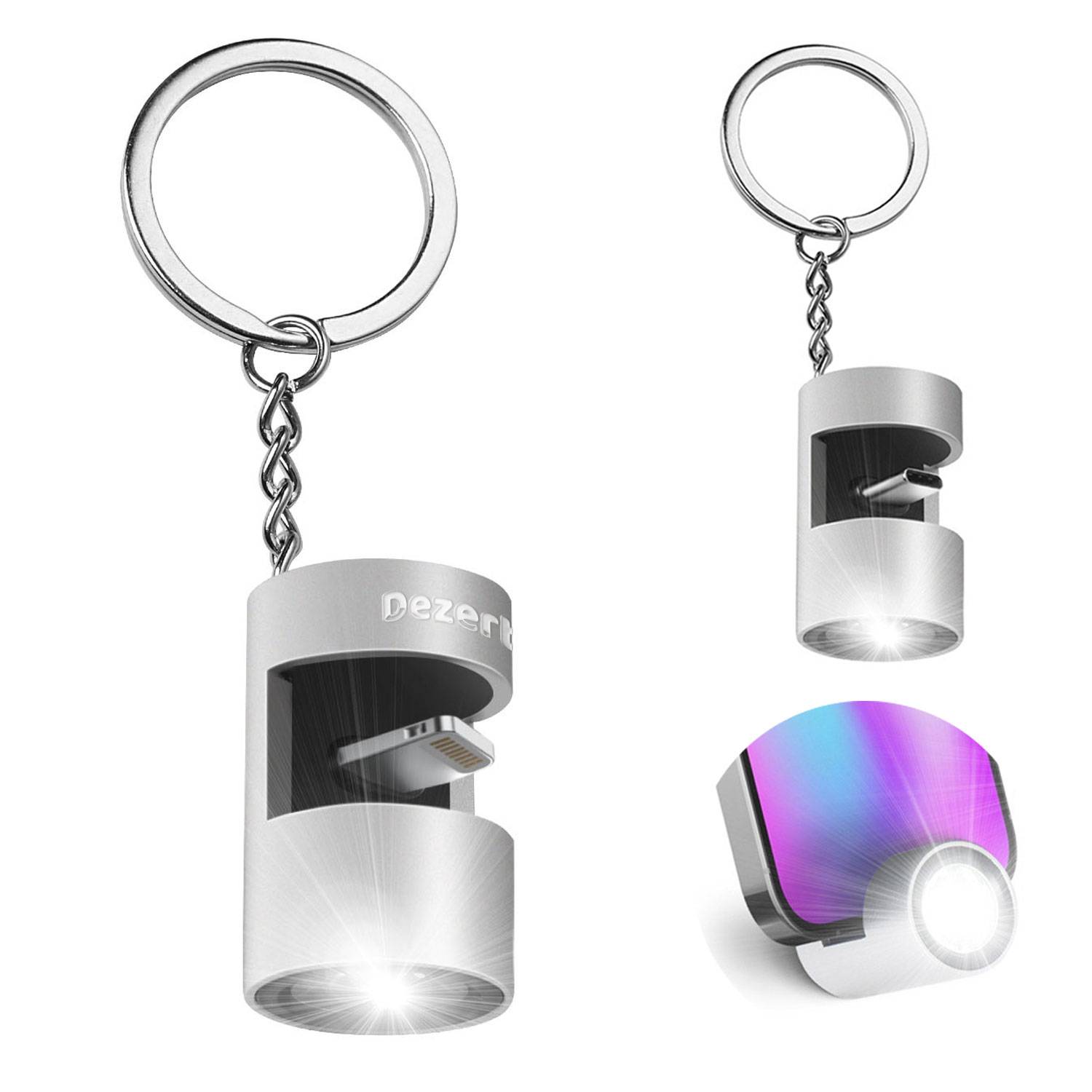 USB Rechargeable LED Flashlight Keychain for Phones