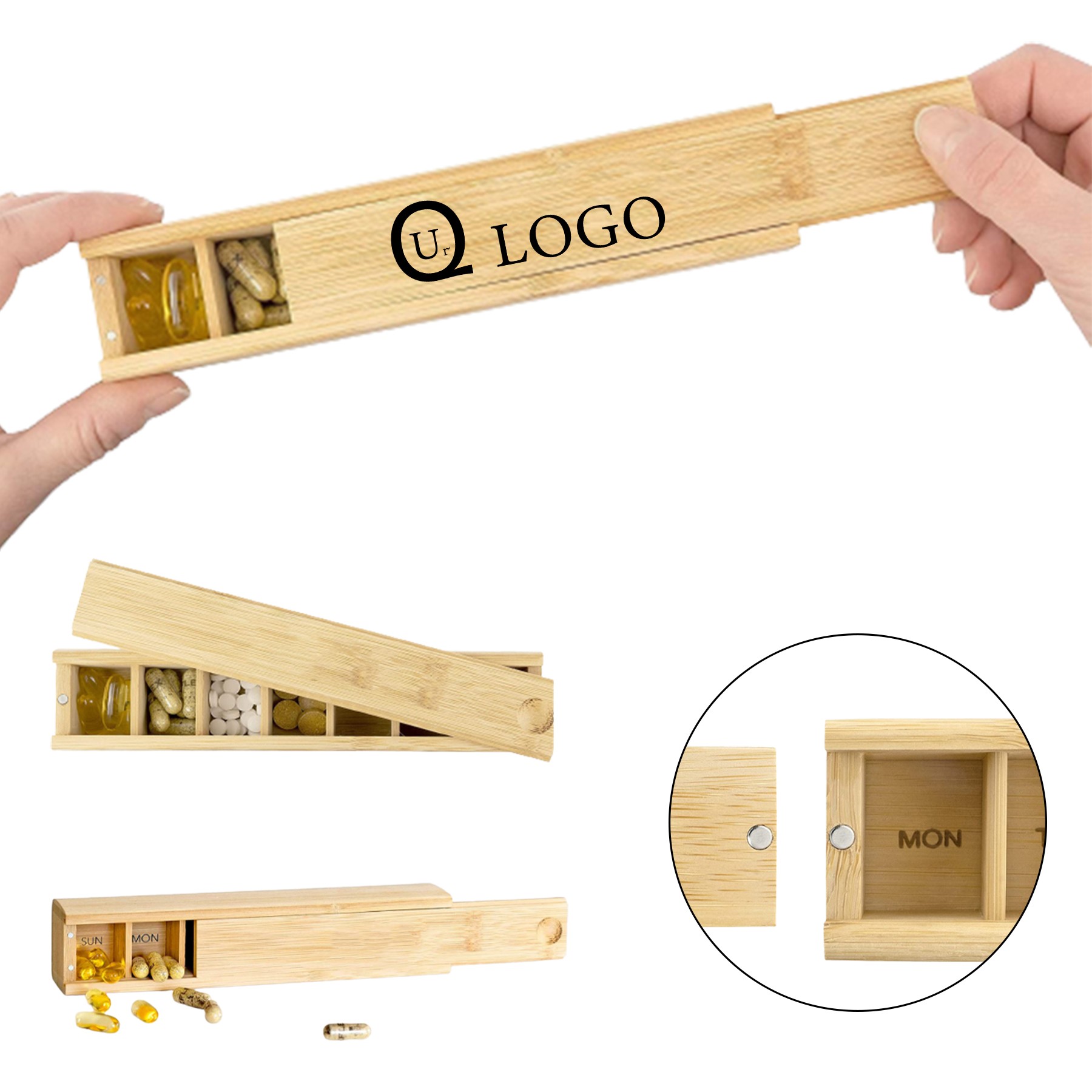 Bamboo Weekly Pill Box