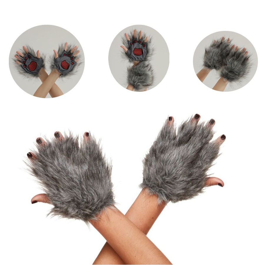 Fingerless Wolf Paw Gloves 1