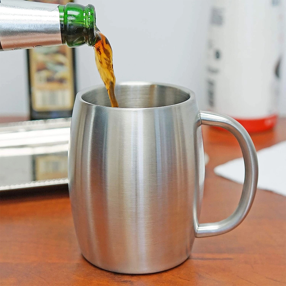 Stainless Double Wall Insulation Beer Coffee Desk Mug Cup 2