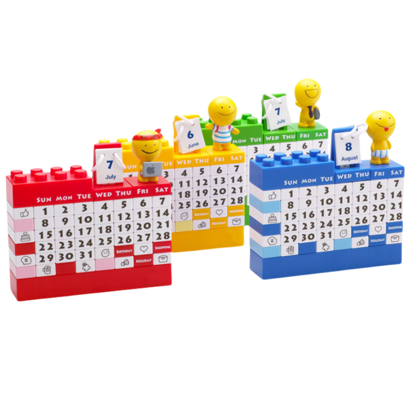Building Block Perpetual Calendar with Cartoon Characters 1