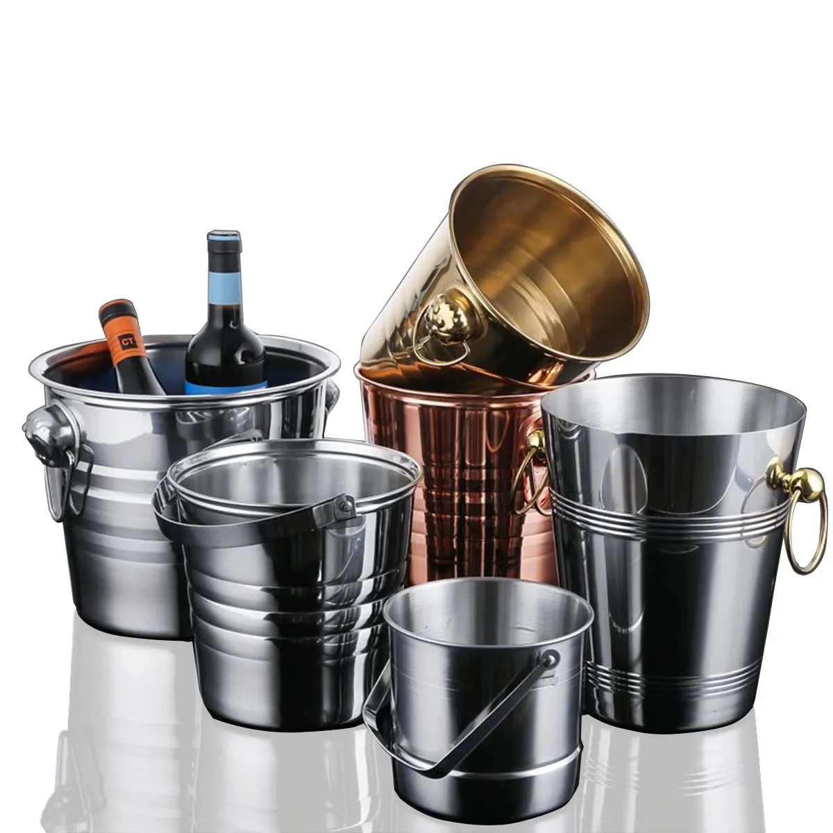 3L 5L 7L Custom Stainless Steel Pails Conical Ice Buckets 9
