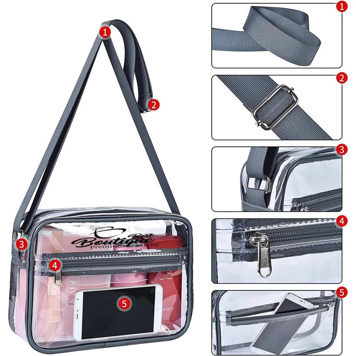 Stadium Approved Clear Crossbody Shoulder Bag 2