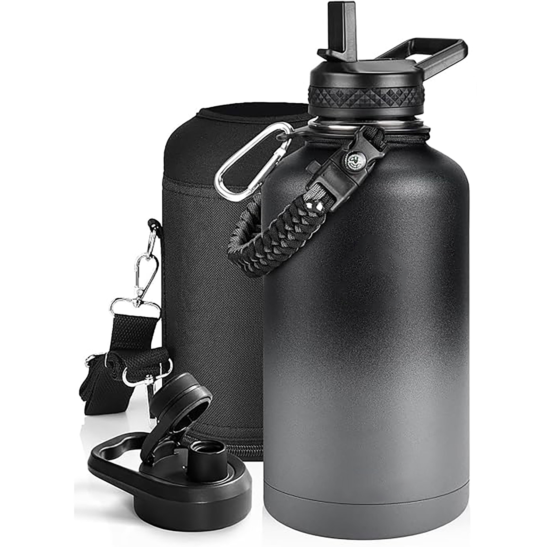 64 Oz Insulated Water Bottle with Paracord Handle and Straw Spout Lid, custom water bottle with logo imprint 2
