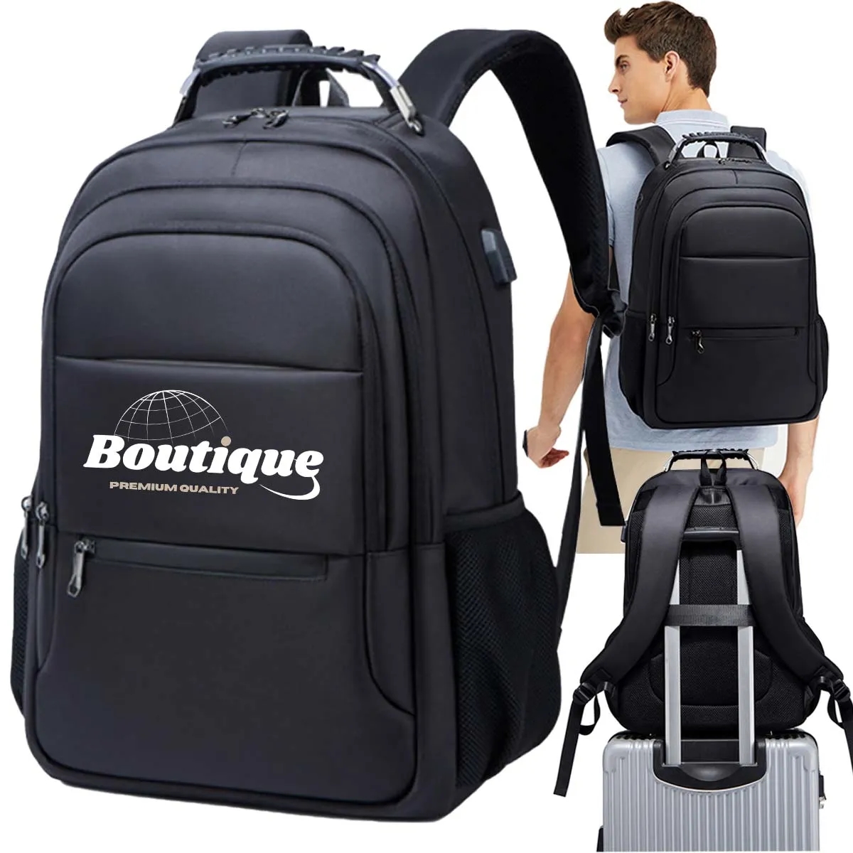 17 Inch Large Capacity Laptop Backpack w/ USB Charging Port 2
