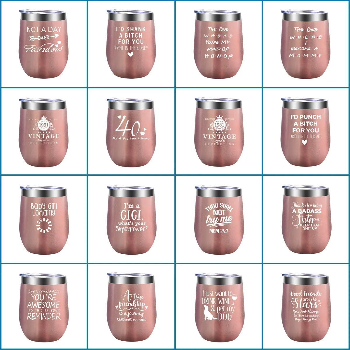 Eco-friendly Stemless Wine Cups with Lid 14